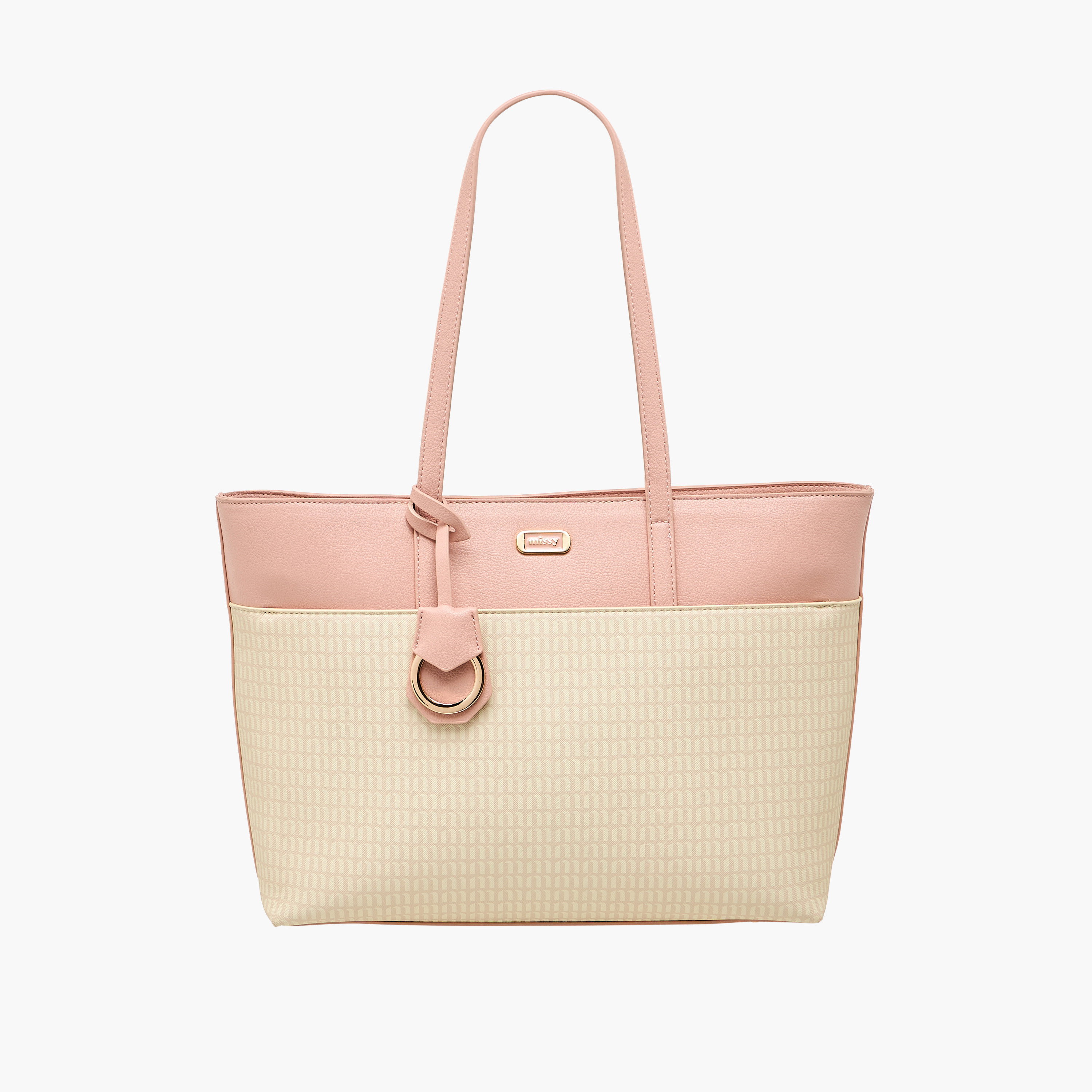 شنطة توتي بسحاب إغلاق ومقابض مزدوجة وطبعات مونوجرام من ميسي-women-bagsandwallets-handbags-image-1