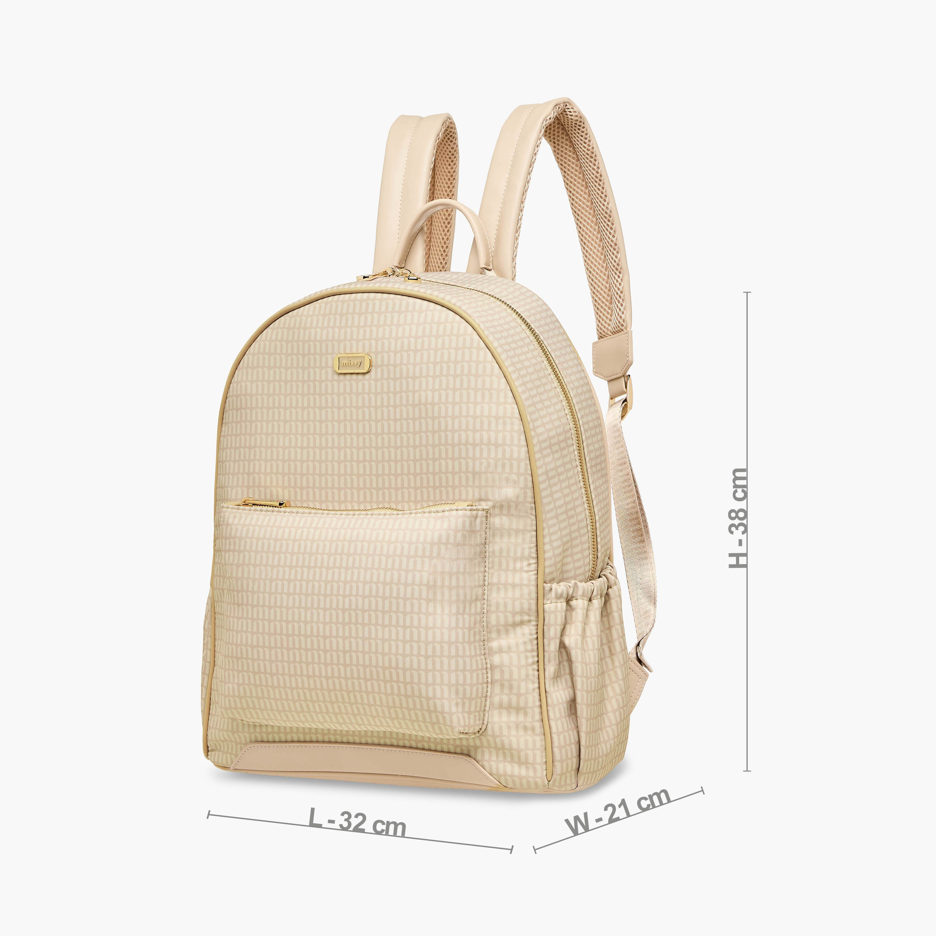 Missy Monogram Print Backpack with Adjustable Shoulder Straps and Zip Closure - 32x21x38 cm-women-bagsandwallets-backpacks-image-2