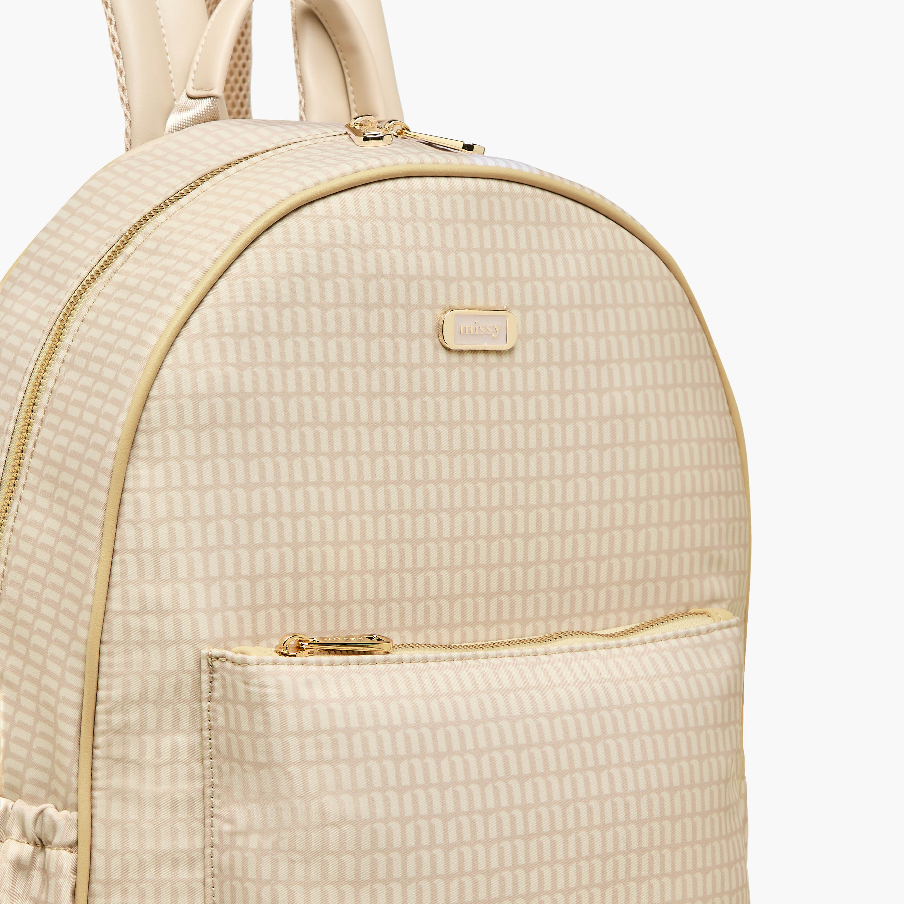 Missy Monogram Print Backpack with Adjustable Shoulder Straps and Zip Closure - 32x21x38 cm-women-bagsandwallets-backpacks-image-6