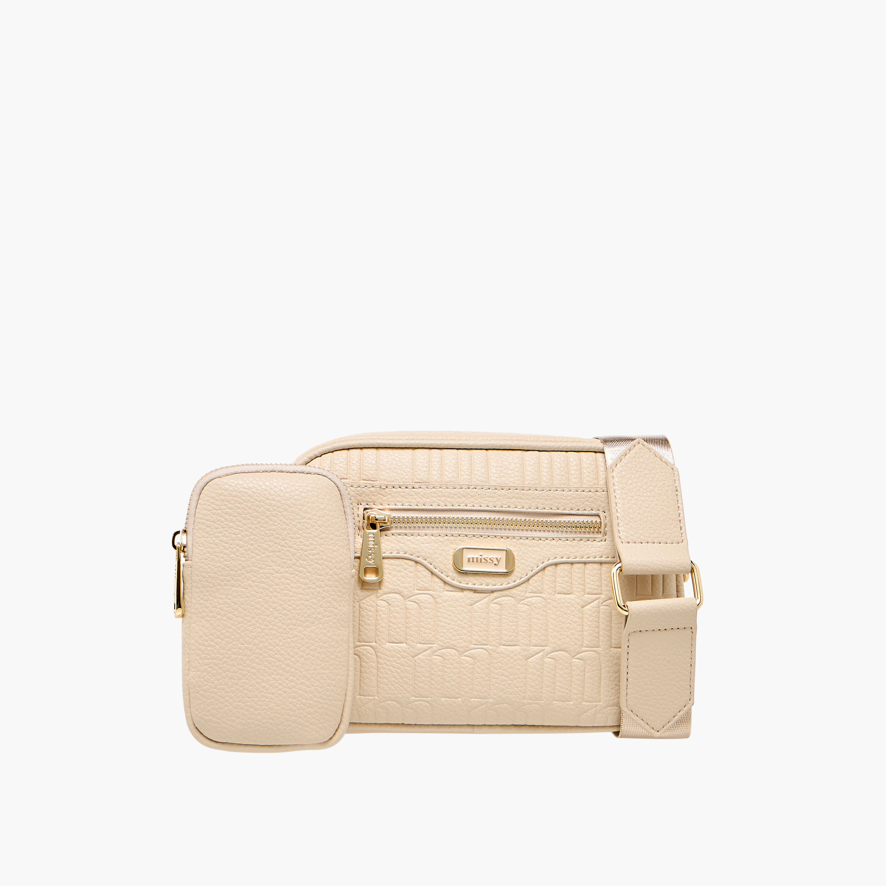 شنطة كروس بودي بنقوش مونوجرام مع محفظة صغيرة وحزام قابل للفصل من ميسي-women-bagsandwallets-handbags-image-1