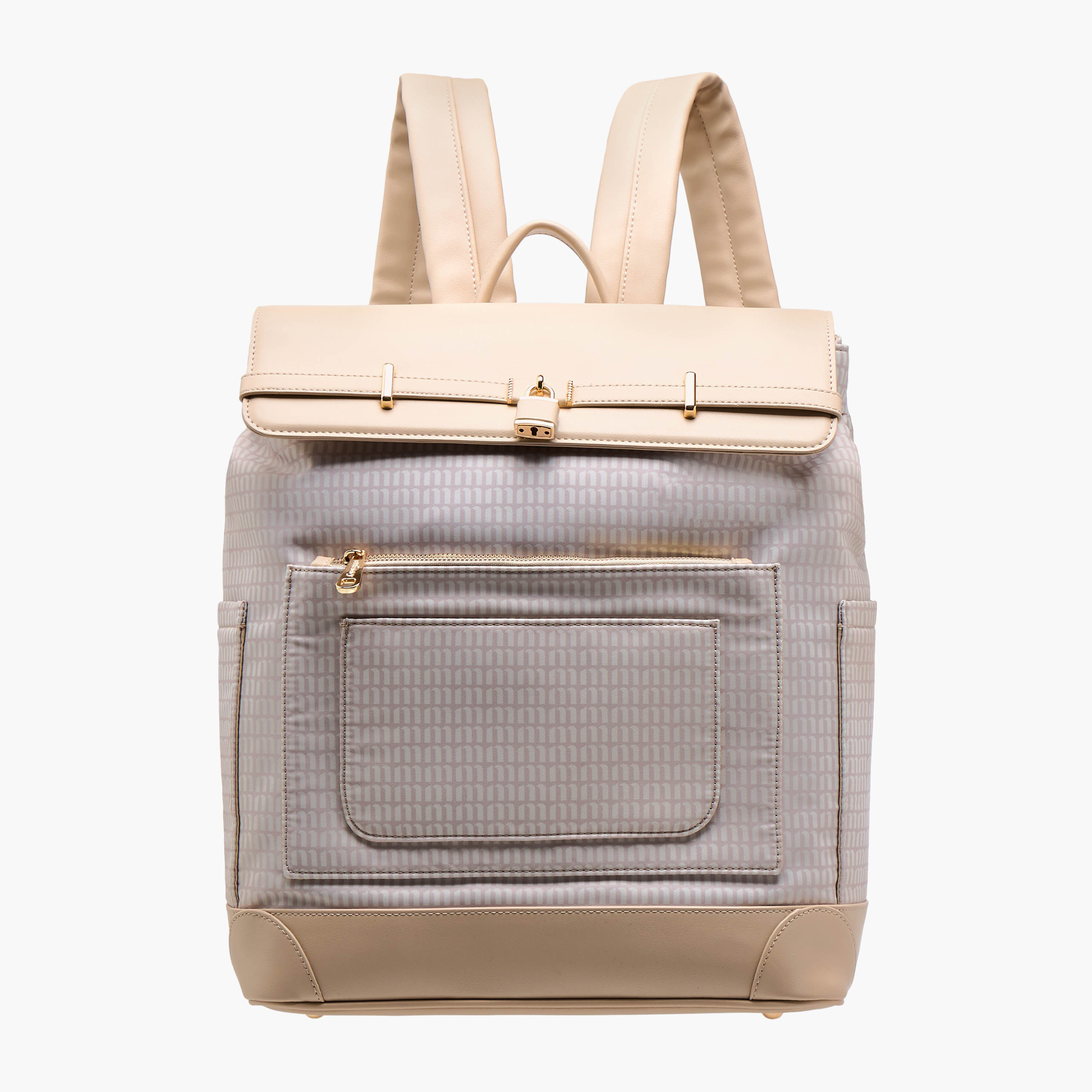 Missy Monogram Print Backpack with Adjustable Shoulder Straps - 33x14x38 cm-women-bagsandwallets-backpacks-image-1
