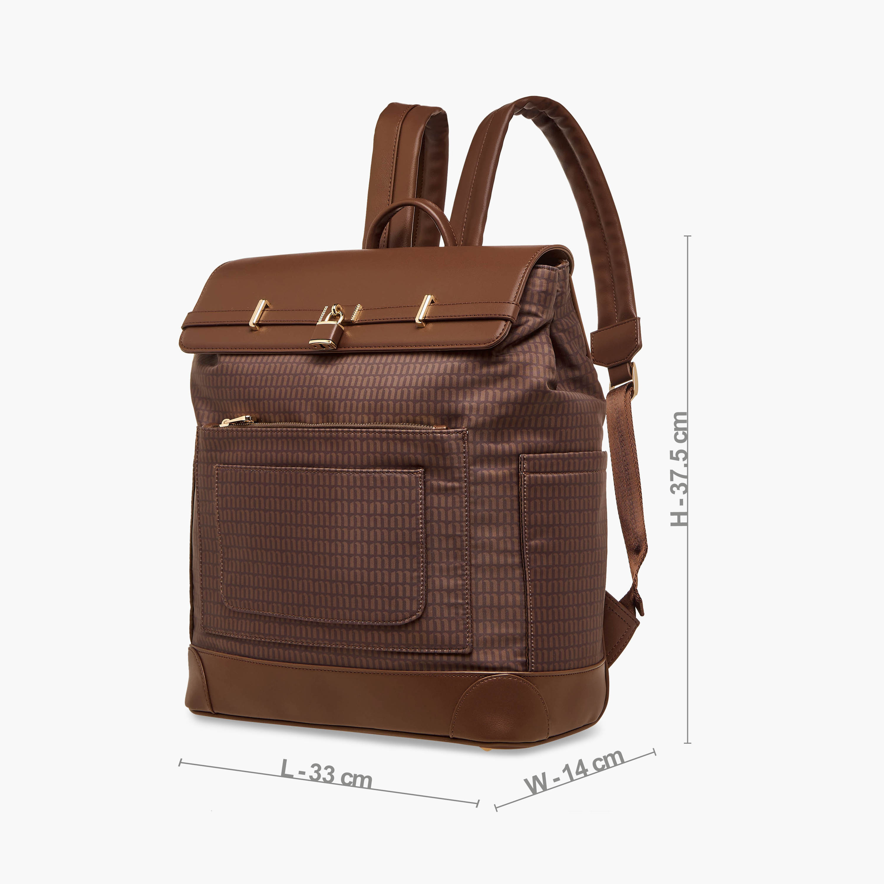 شنطة ظهر بأحزمة كتف قابلة للتعديل وطبعات مونوجرام من ميسي - 33x14x38 سم-school-bagsandbackpacks-backpacks-image-2