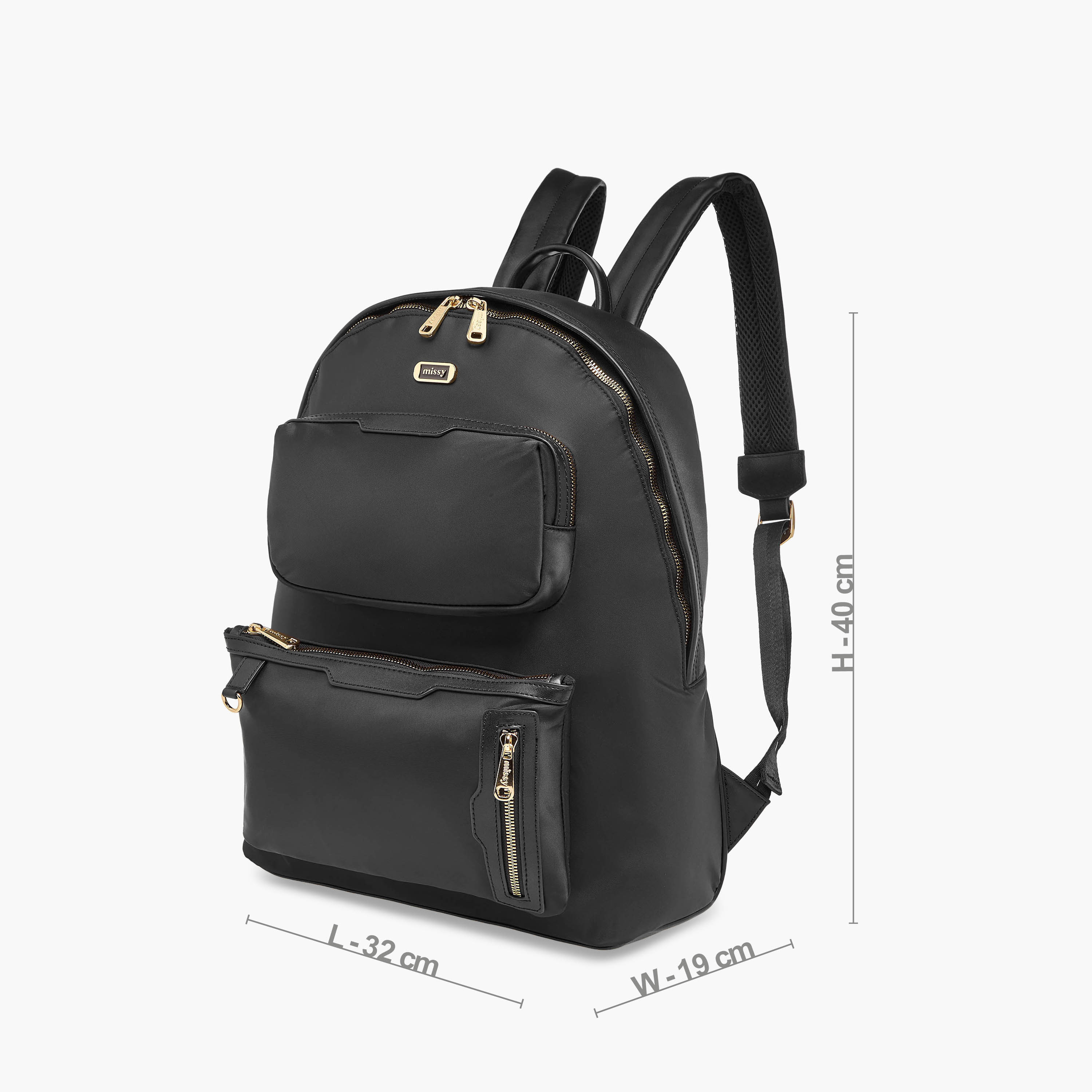 Missy Solid Backpack with Adjustable Shoulder Straps and Zip Closure - 32x19x40 cm-women-bagsandwallets-backpacks-image-2