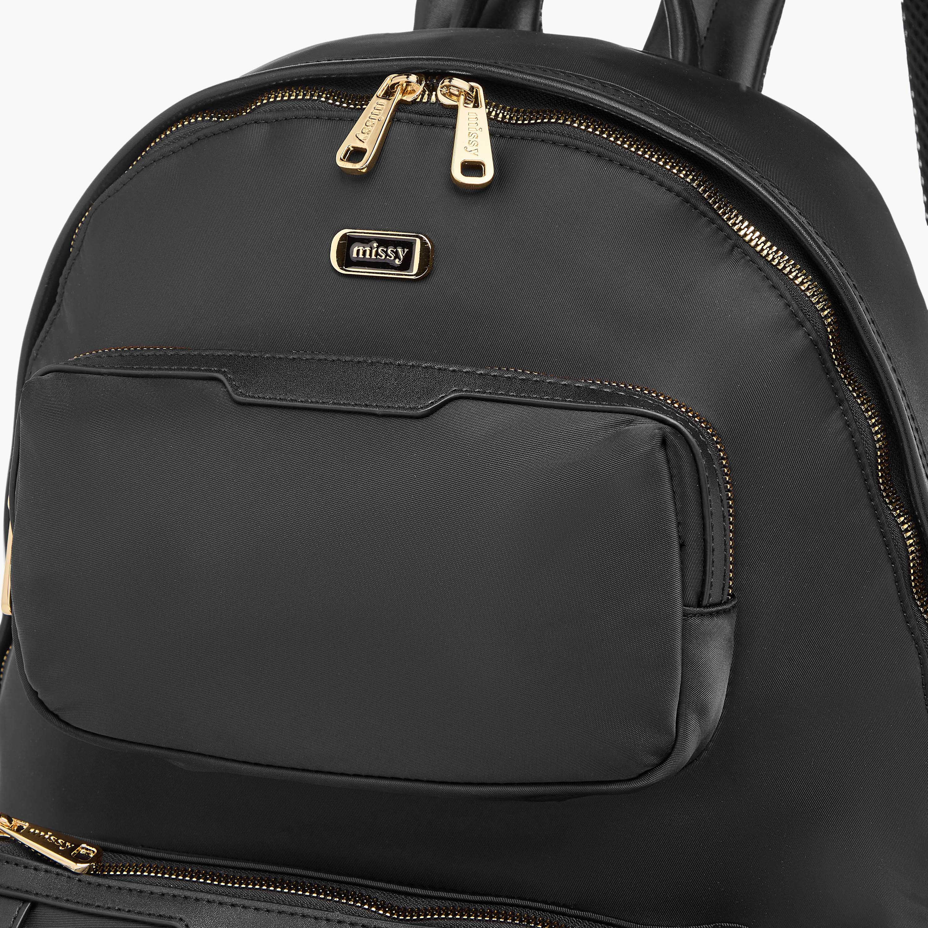 Missy Solid Backpack with Adjustable Shoulder Straps and Zip Closure - 32x19x40 cm-women-bagsandwallets-backpacks-image-7