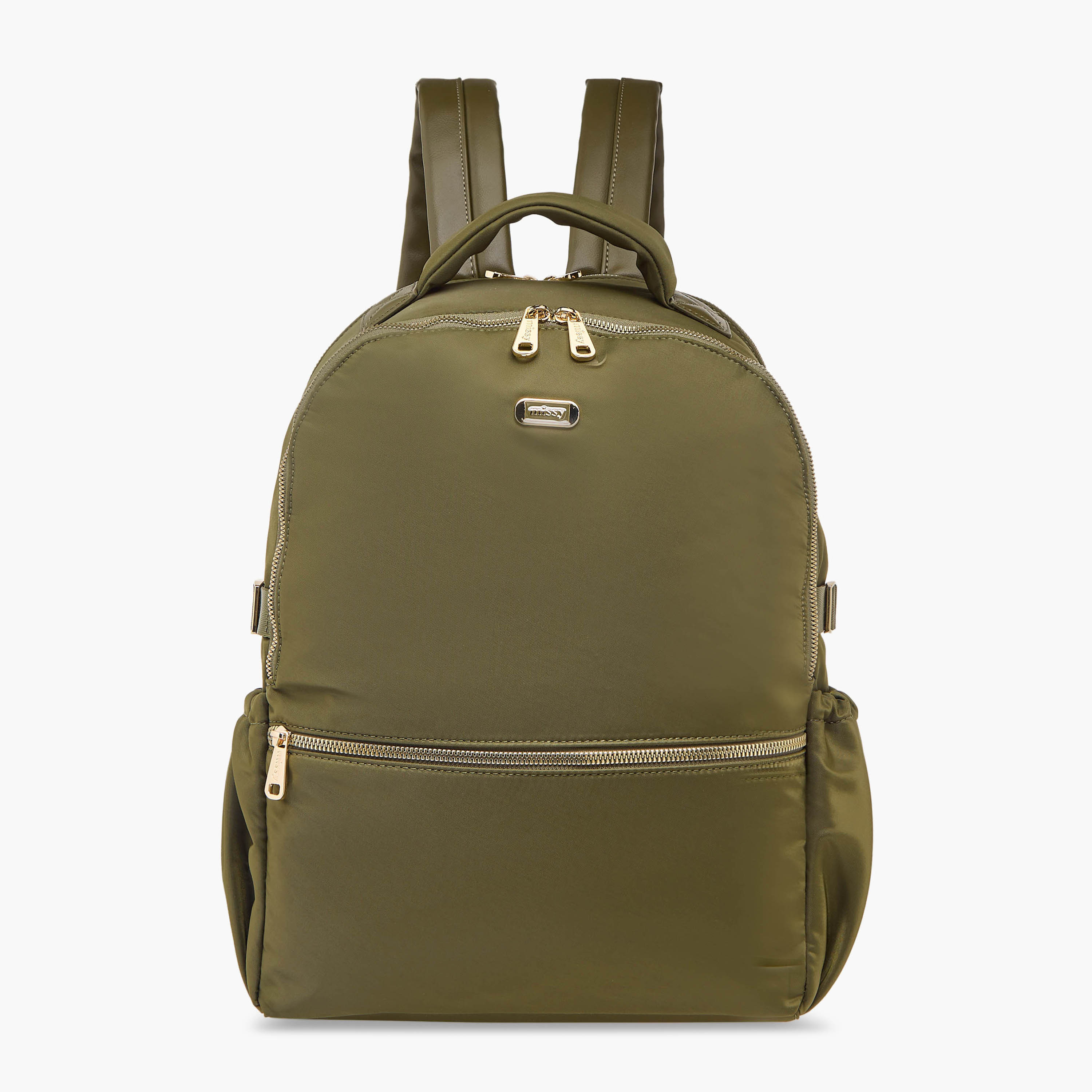 Missy Solid Backpack with Adjustable Shoulder Straps and Zip Closure - 34x15x40 cm-women-bagsandwallets-backpacks-image-1