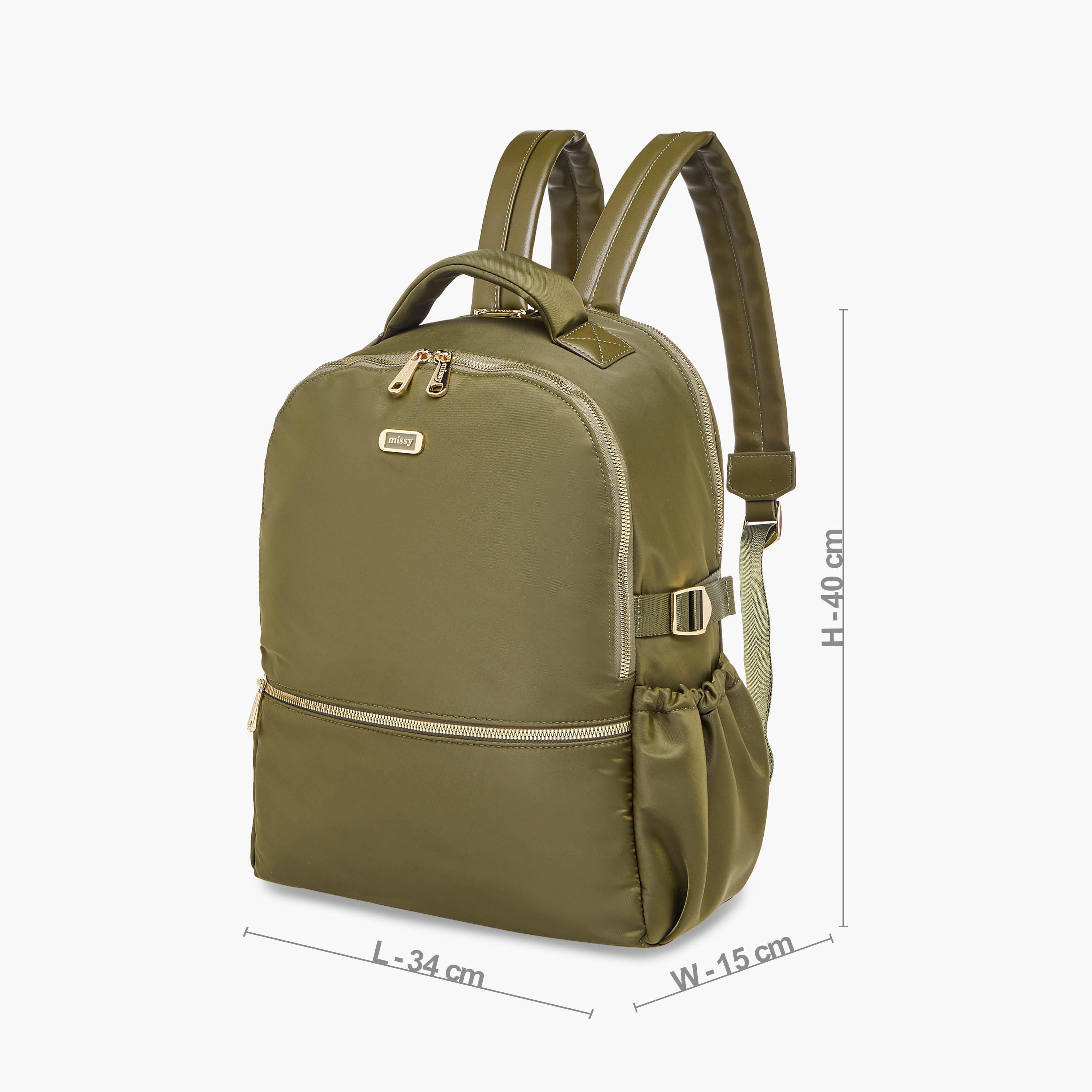 Missy Solid Backpack with Adjustable Shoulder Straps and Zip Closure - 34x15x40 cm-women-bagsandwallets-backpacks-image-2