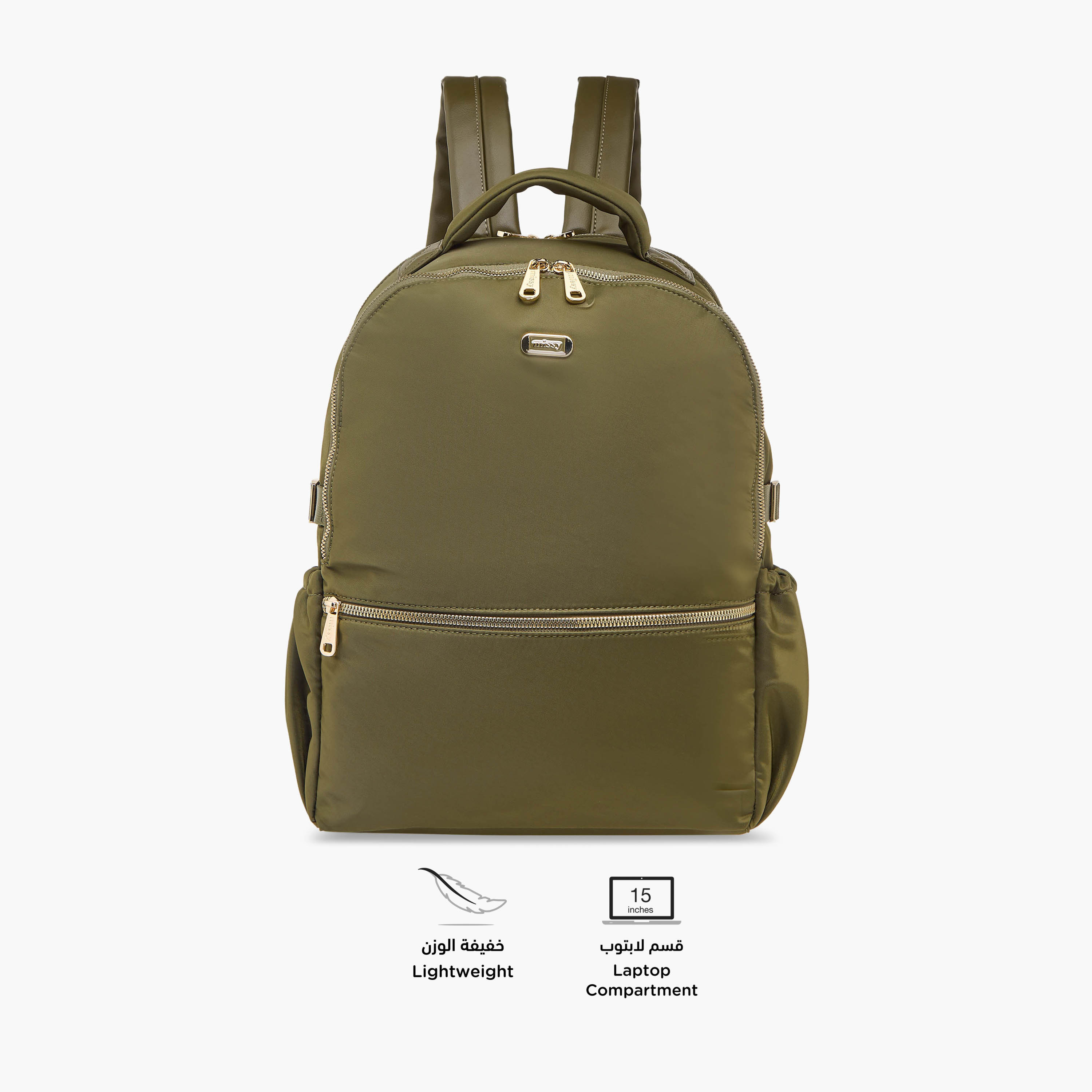 Missy Solid Backpack with Adjustable Shoulder Straps and Zip Closure - 34x15x40 cm-women-bagsandwallets-backpacks-image-4