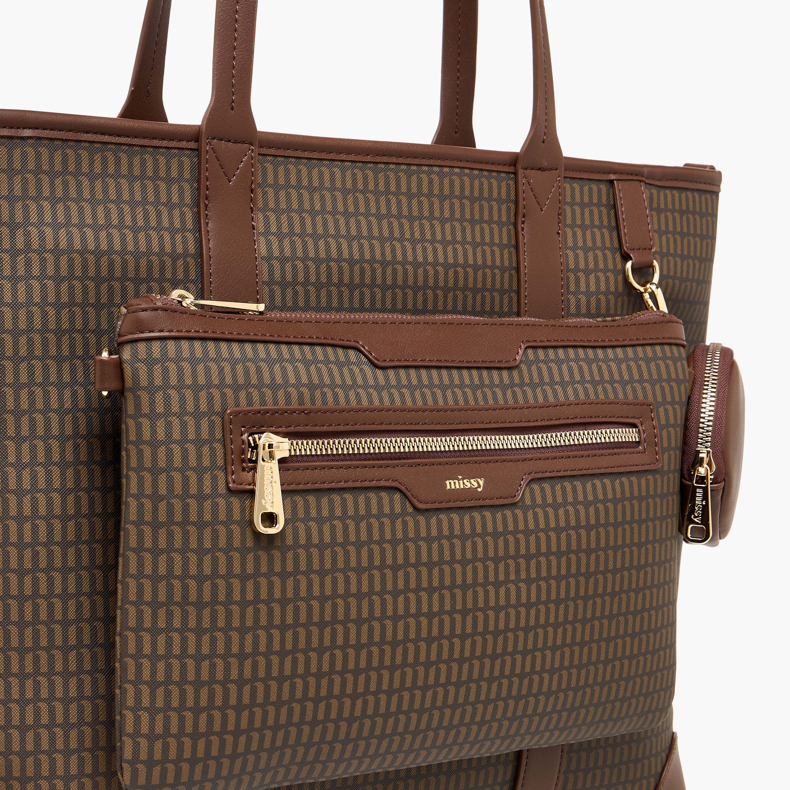 Missy Monogram Print Tote Bag with Double Handle and Detachable Pouch-women-bagsandwallets-handbags-image-6
