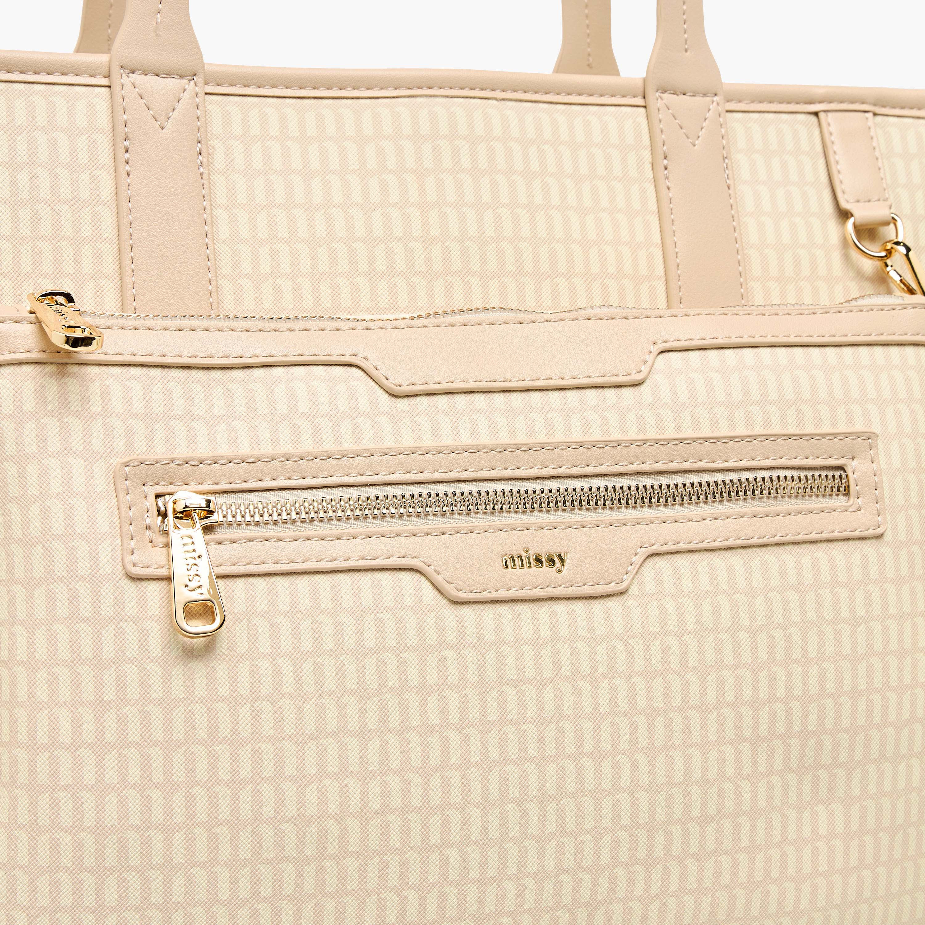 Missy Monogram Print Tote Bag with Double Handle and Detachable Pouch-women-bagsandwallets-handbags-image-7