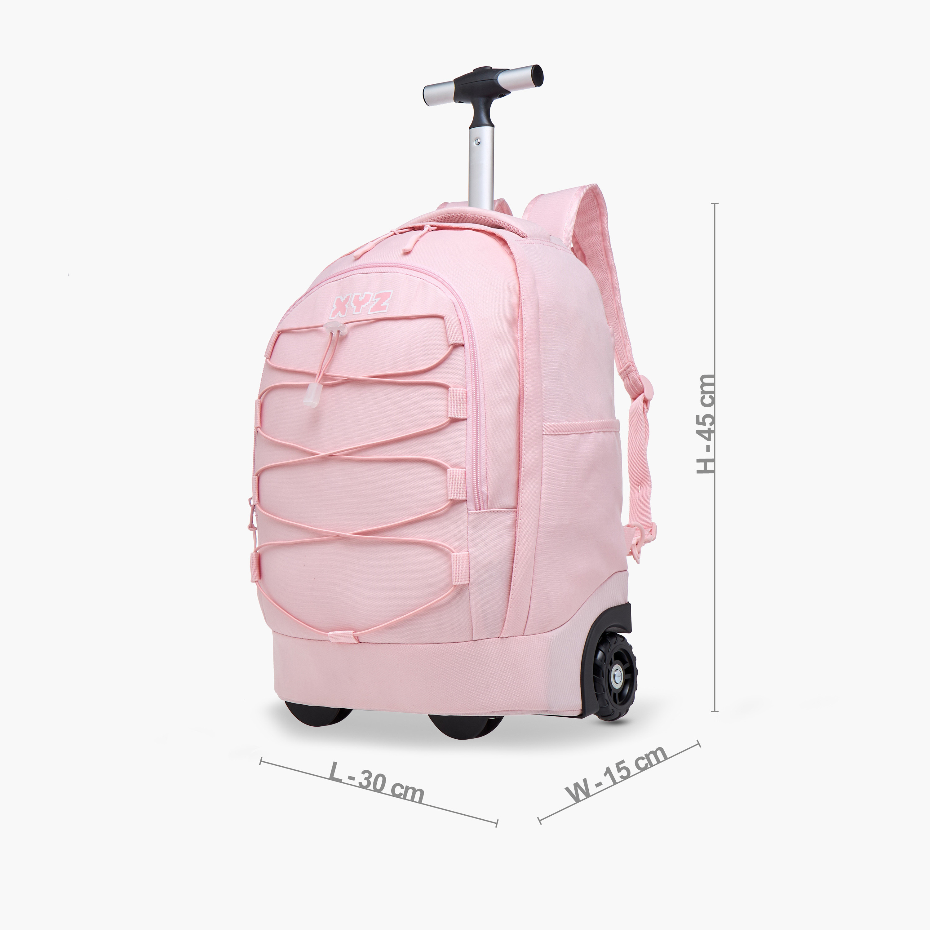 شنطة ترولي للأطفال 8-13 سنة بحزام قابل للتعديل وتصميم مونوجرام من إكس واي زد-school-bagsandbackpacks-trolleybags-image-17