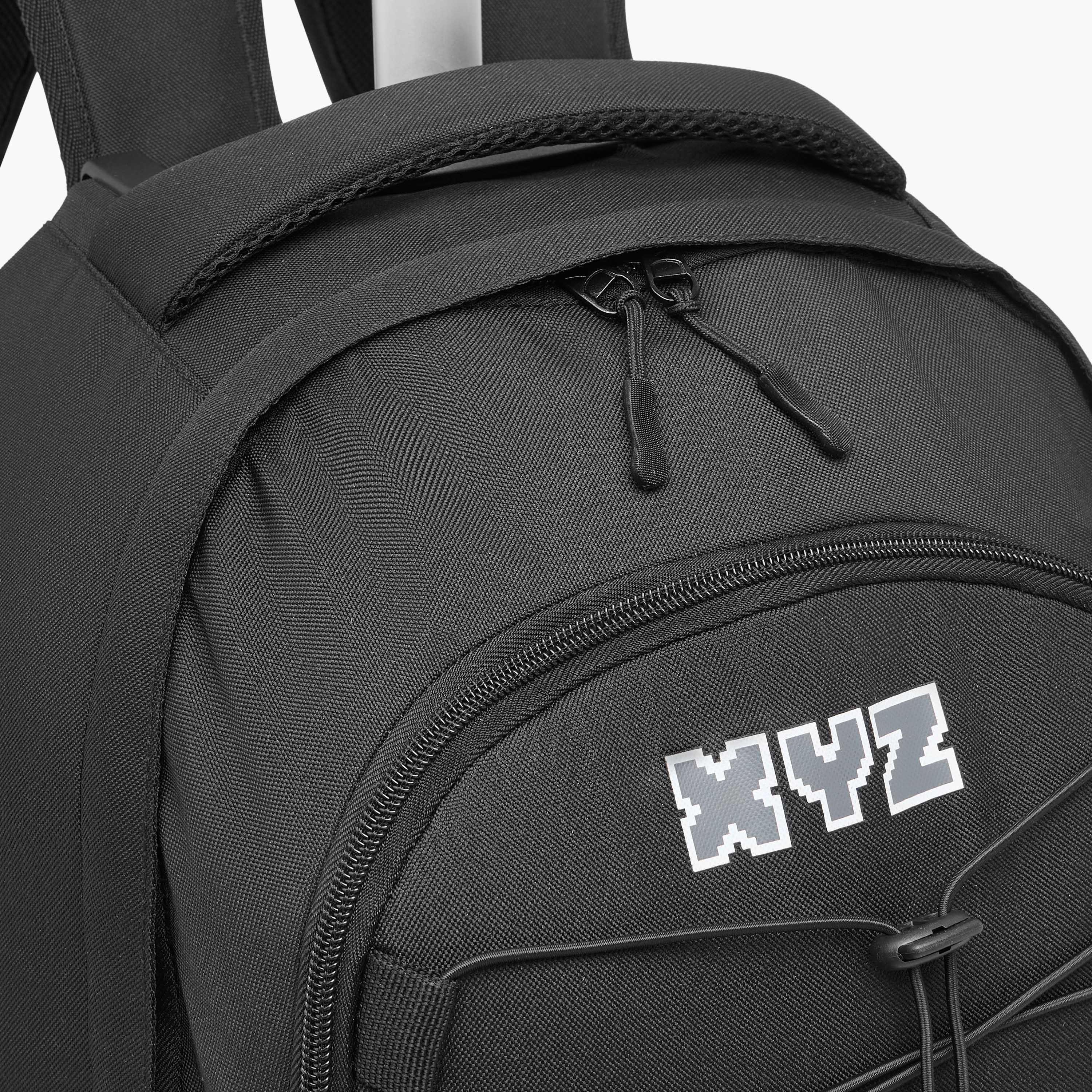 شنطة ترولي للأطفال 8-13 سنة بحزام قابل للتعديل وتصميم مونوجرام من إكس واي زد-school-bagsandbackpacks-trolleybags-image-10
