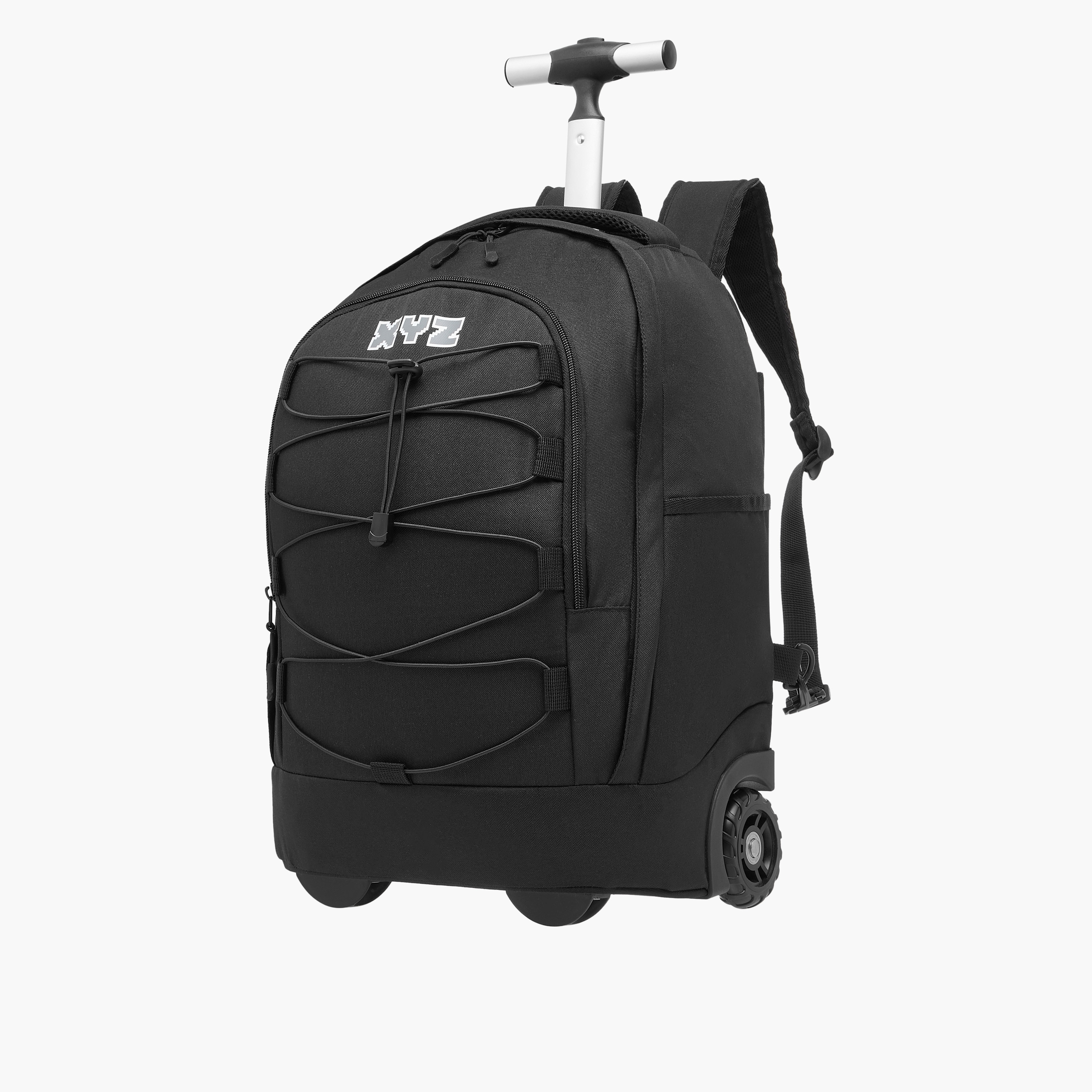 شنطة ترولي للأطفال 8-13 سنة بحزام قابل للتعديل وتصميم مونوجرام من إكس واي زد-school-bagsandbackpacks-trolleybags-image-4