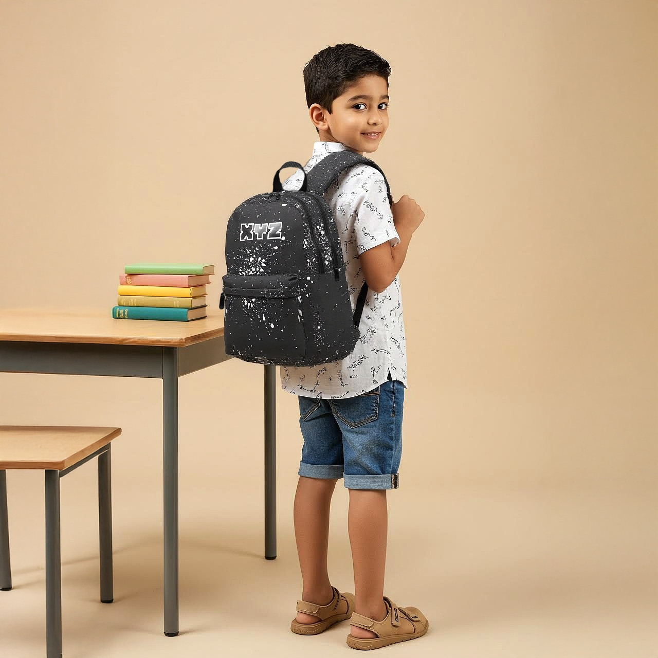XYZ Printed Backpack with Adjustable Straps and Zip Closure - 18 inches-school-bagsandbackpacks-backpacks-image-2