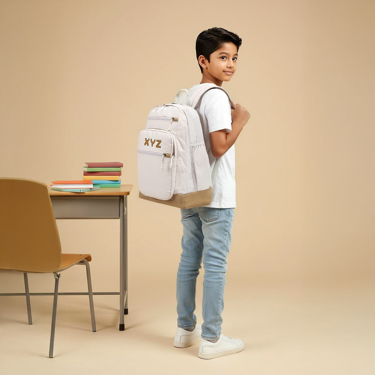 XYZ Logo Print Backpack with Adjustable Straps and Zip Closure - 18 inches-school-bagsandbackpacks-backpacks-image-2