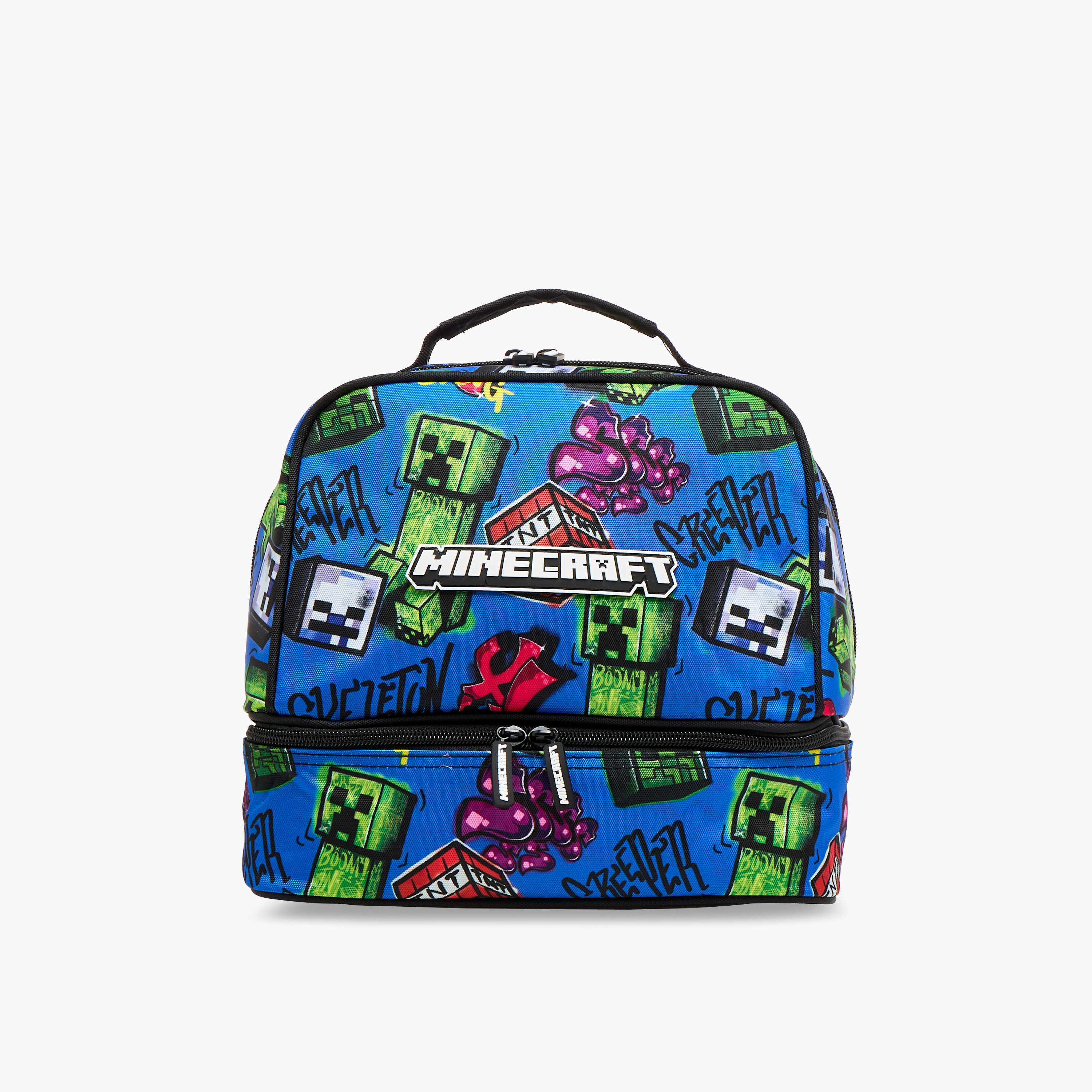 شنطة غداء بطبعات جرافيتي ماينكرافت بطبقتين مع سحاب إغلاق-school-lunchessentials-lunchbags-image-1