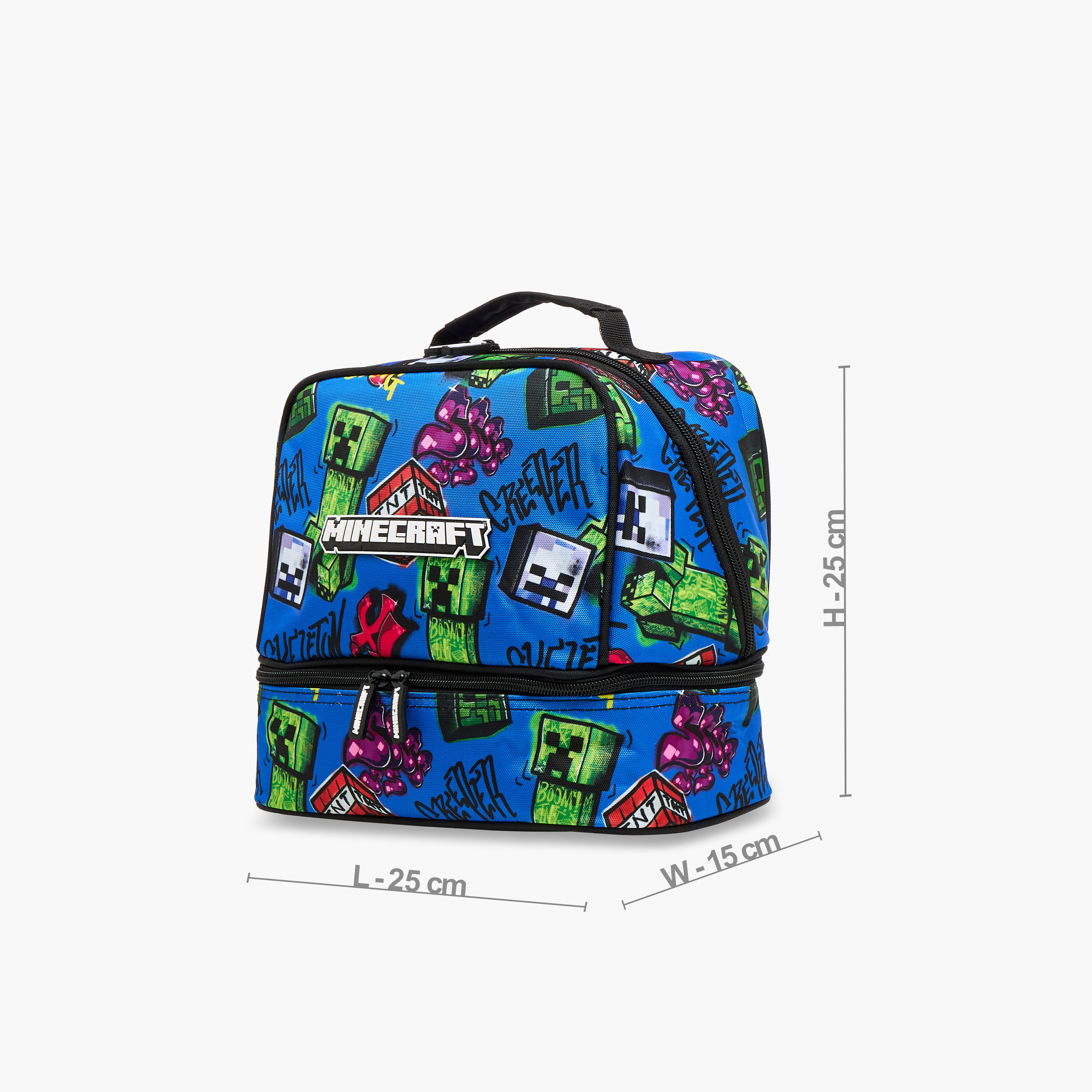 شنطة غداء بطبعات جرافيتي ماينكرافت بطبقتين مع سحاب إغلاق-school-lunchessentials-lunchbags-image-2