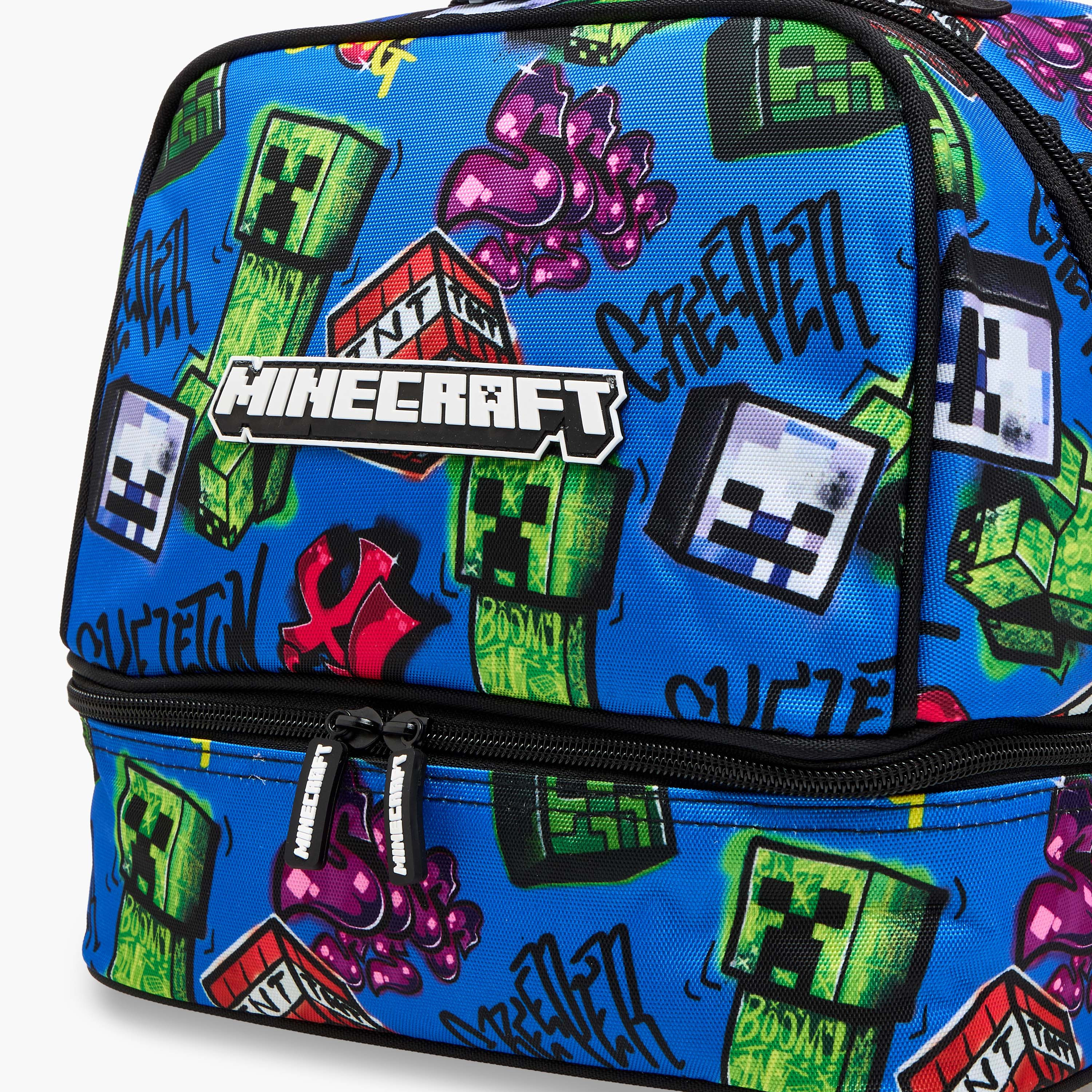 شنطة غداء بطبعات جرافيتي ماينكرافت بطبقتين مع سحاب إغلاق-school-lunchessentials-lunchbags-image-5