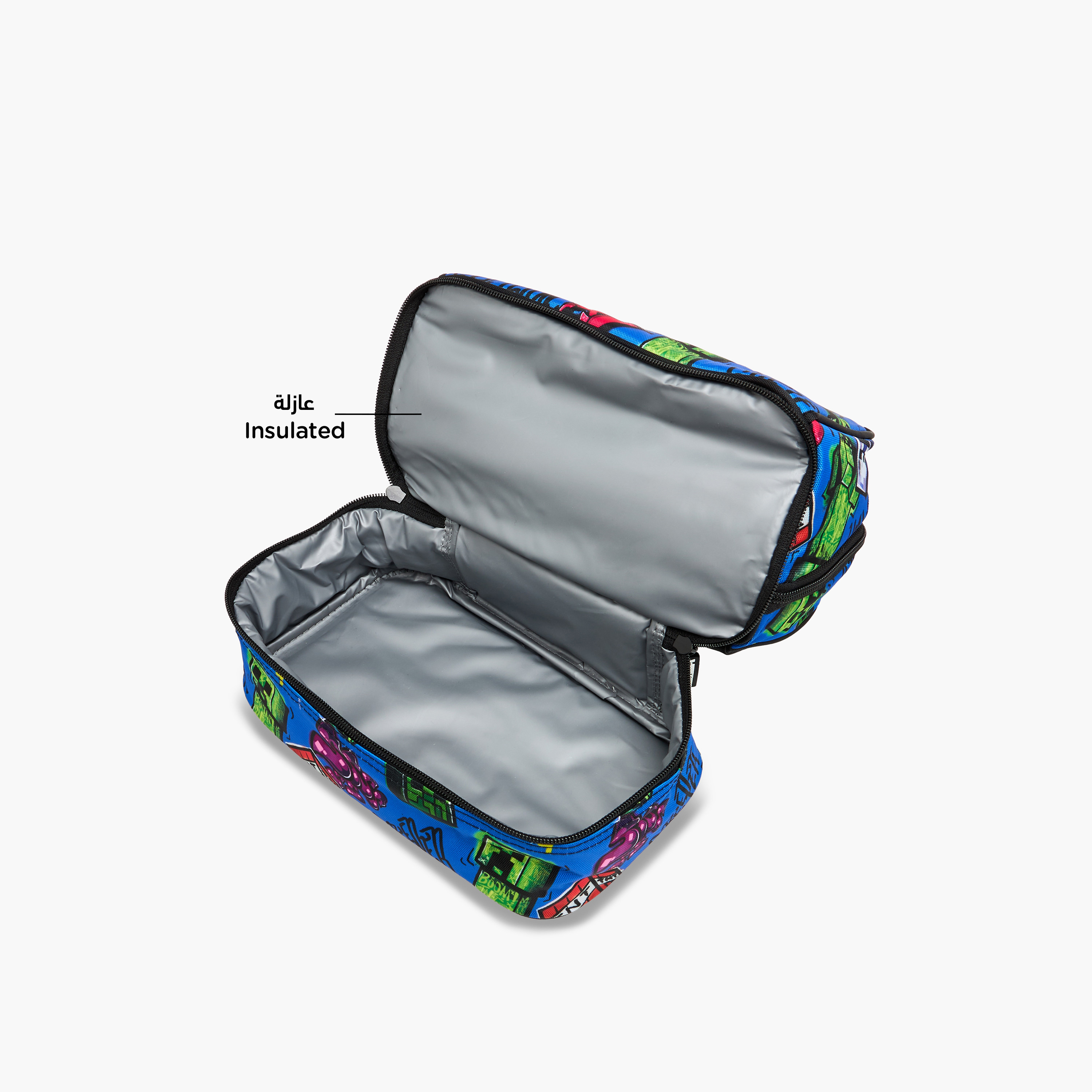 شنطة غداء بطبعات جرافيتي ماينكرافت بطبقتين مع سحاب إغلاق-school-lunchessentials-lunchbags-image-6