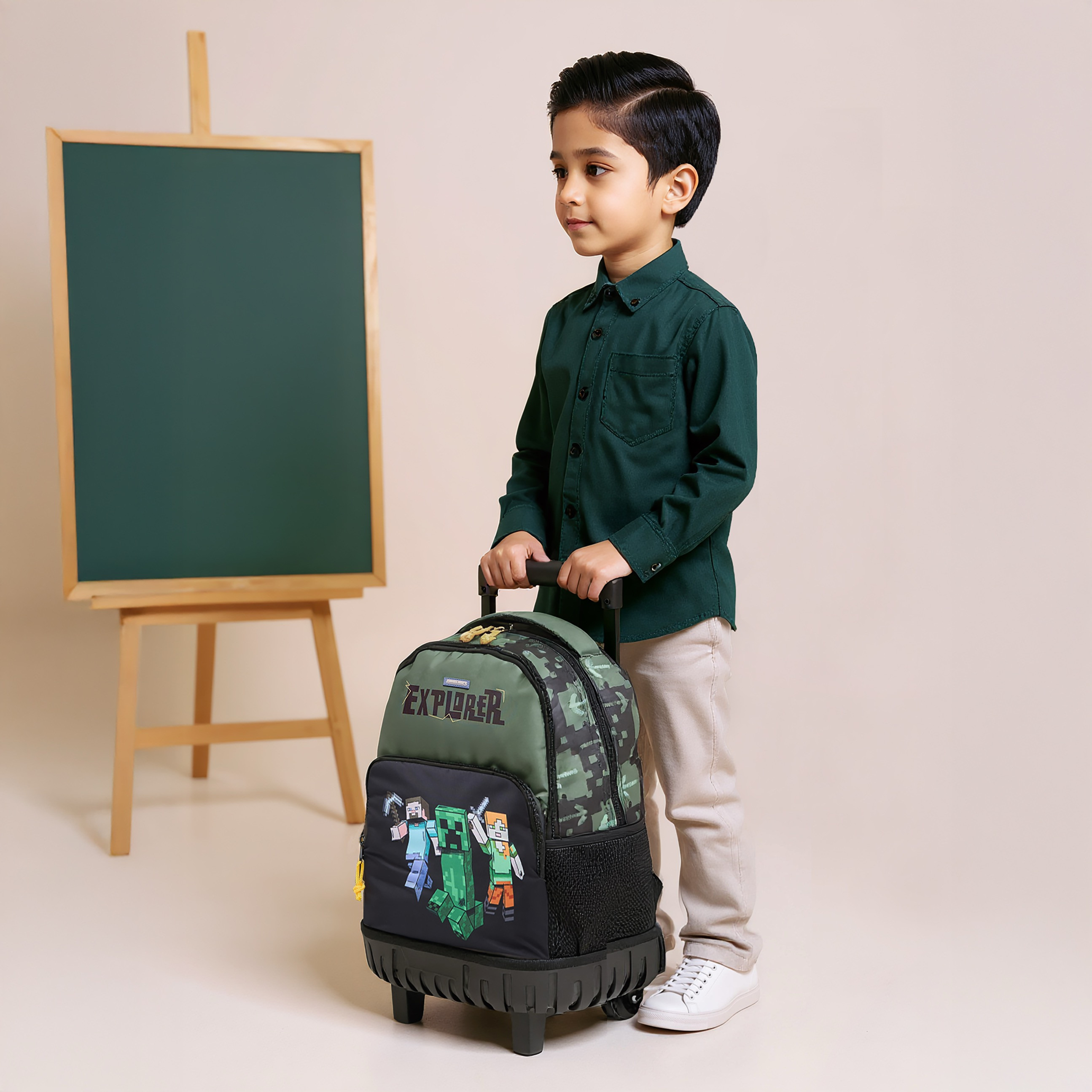 MICROSOFT MOJANG Gaming Trolley Bag for Boys 5-8 Years with Adjustable Strap -school-bagsandbackpacks-trolleybags-image-2