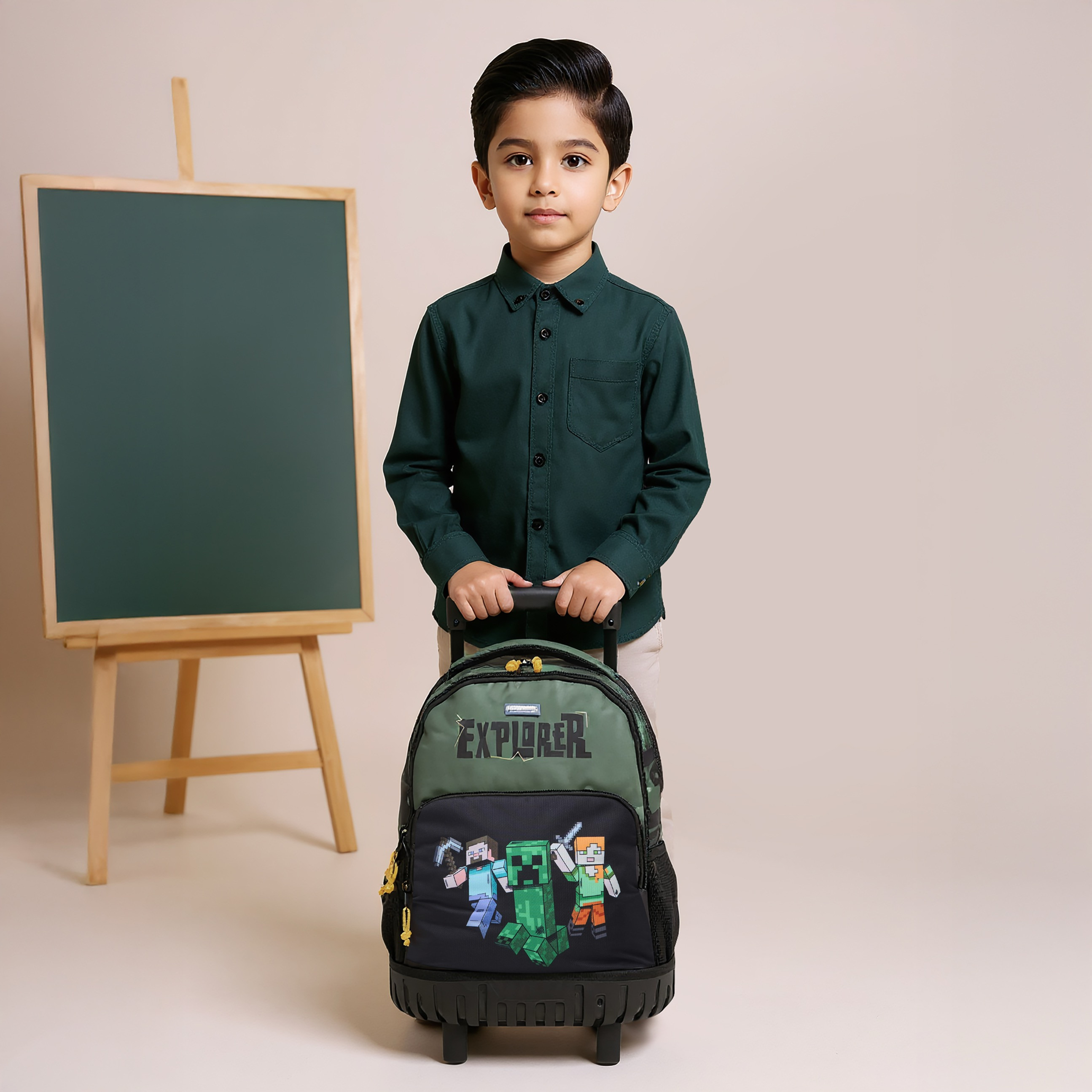 MICROSOFT MOJANG Gaming Trolley Bag for Boys 5-8 Years with Adjustable Strap -school-bagsandbackpacks-trolleybags-image-3