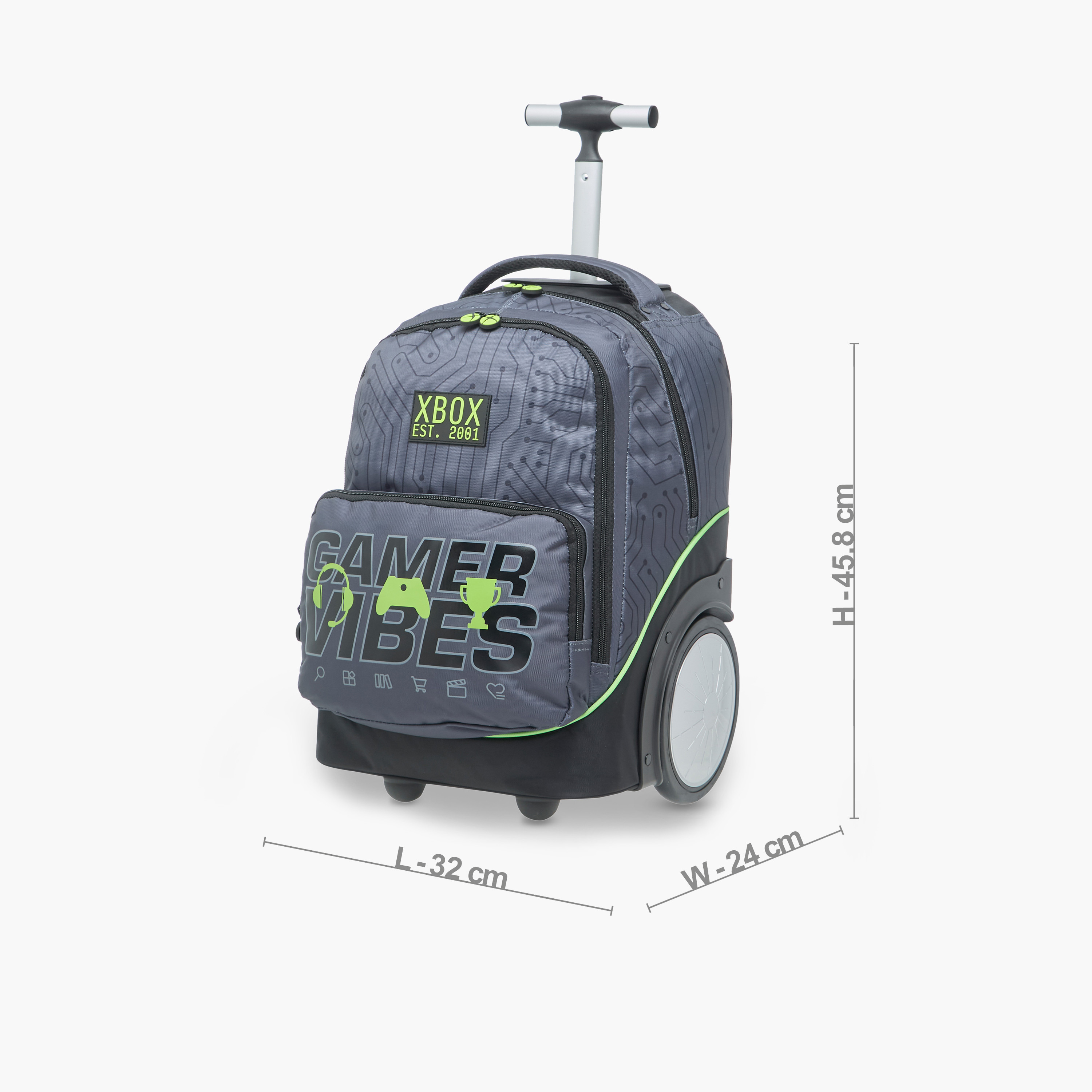 Xbox Gaming Trolley Bag for Boys 8-13 Years with Water Bottle Holder -school-bagsandbackpacks-trolleybags-image-5