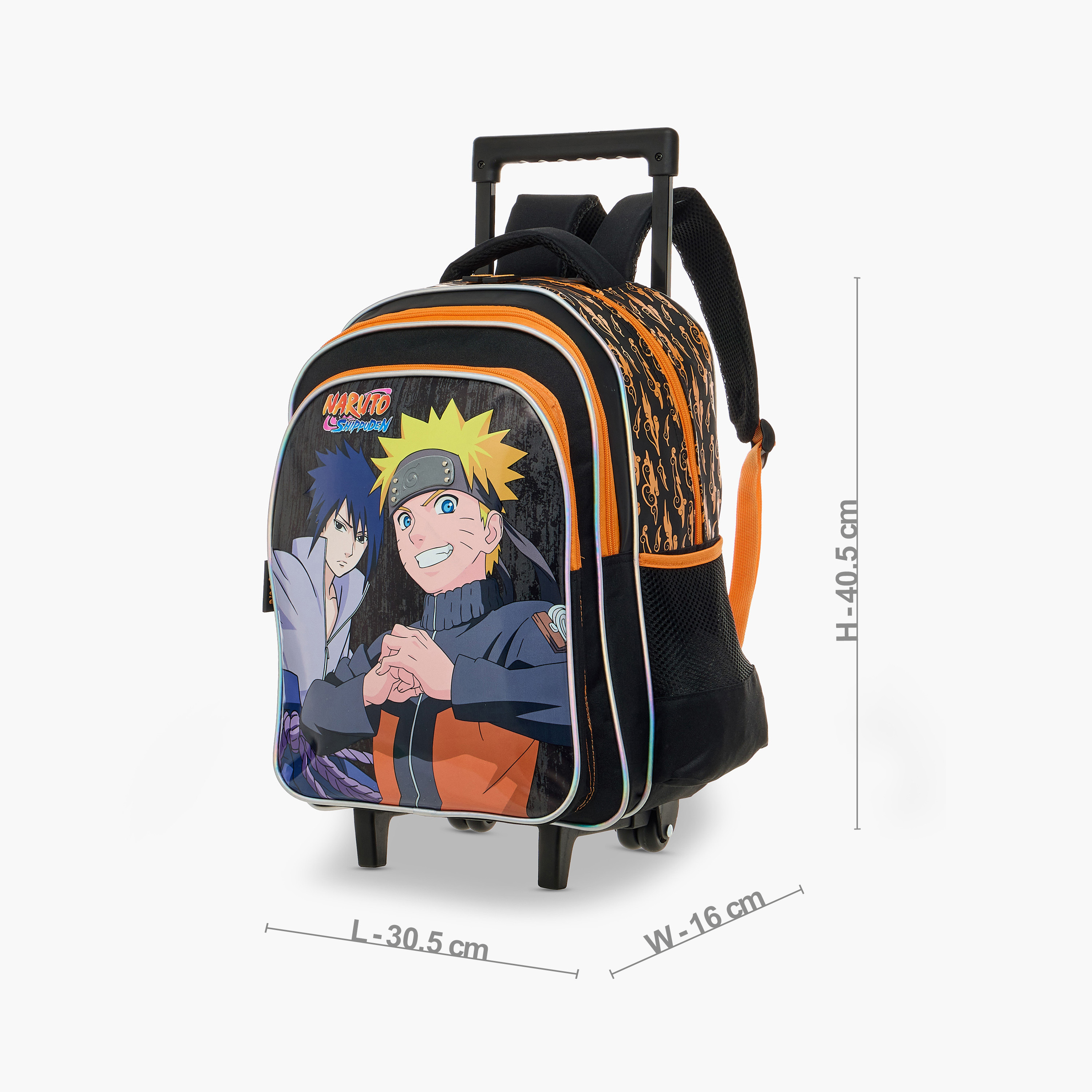 TV Tokyo Naruto Print Trolley Backpack with Retractable Handle - 16 inches-school-bagsandbackpacks-trolleybags-image-2