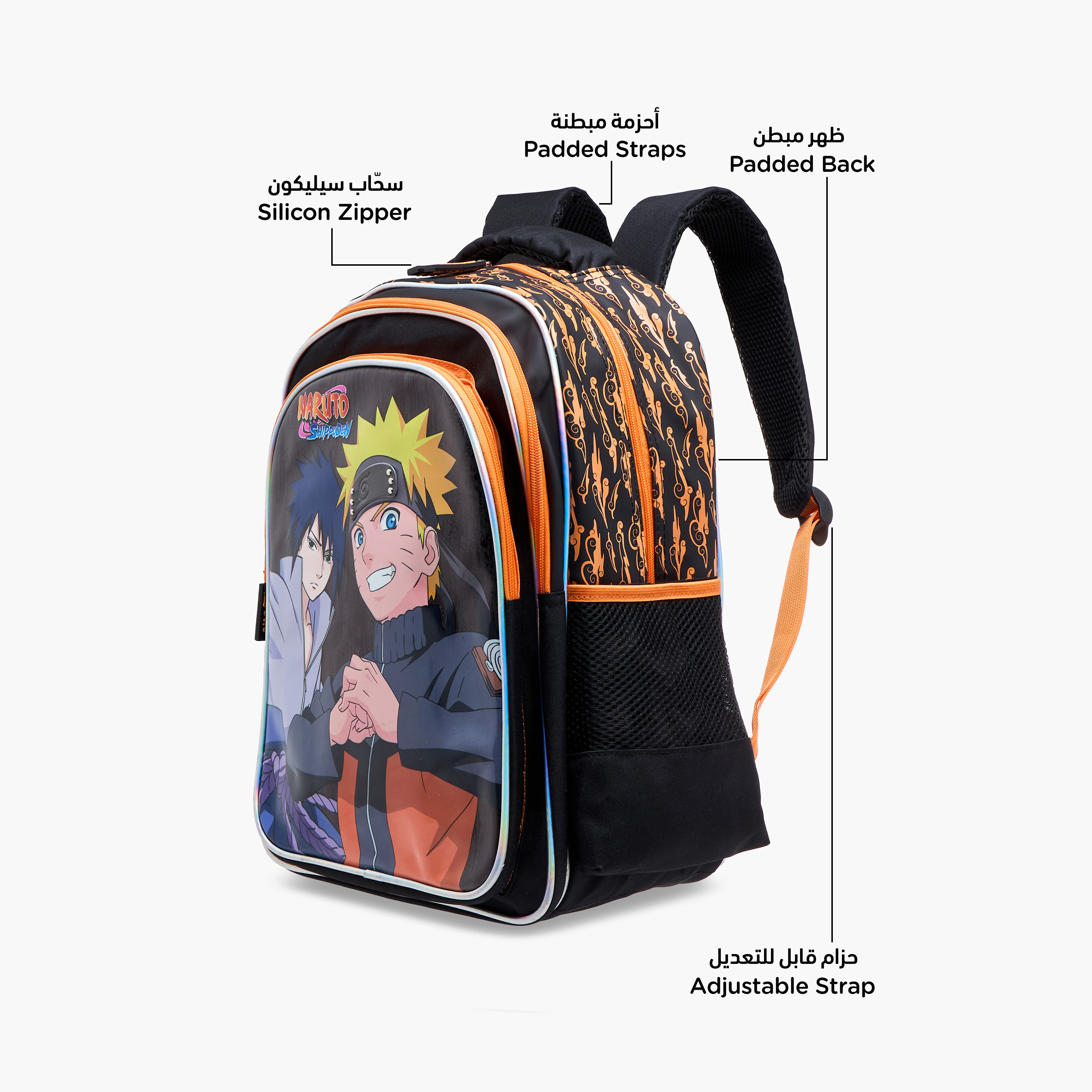 TV Tokyo Naruto Print Backpack with Adjustable Straps and Zip Closure - 16 inches-school-bagsandbackpacks-backpacks-image-6