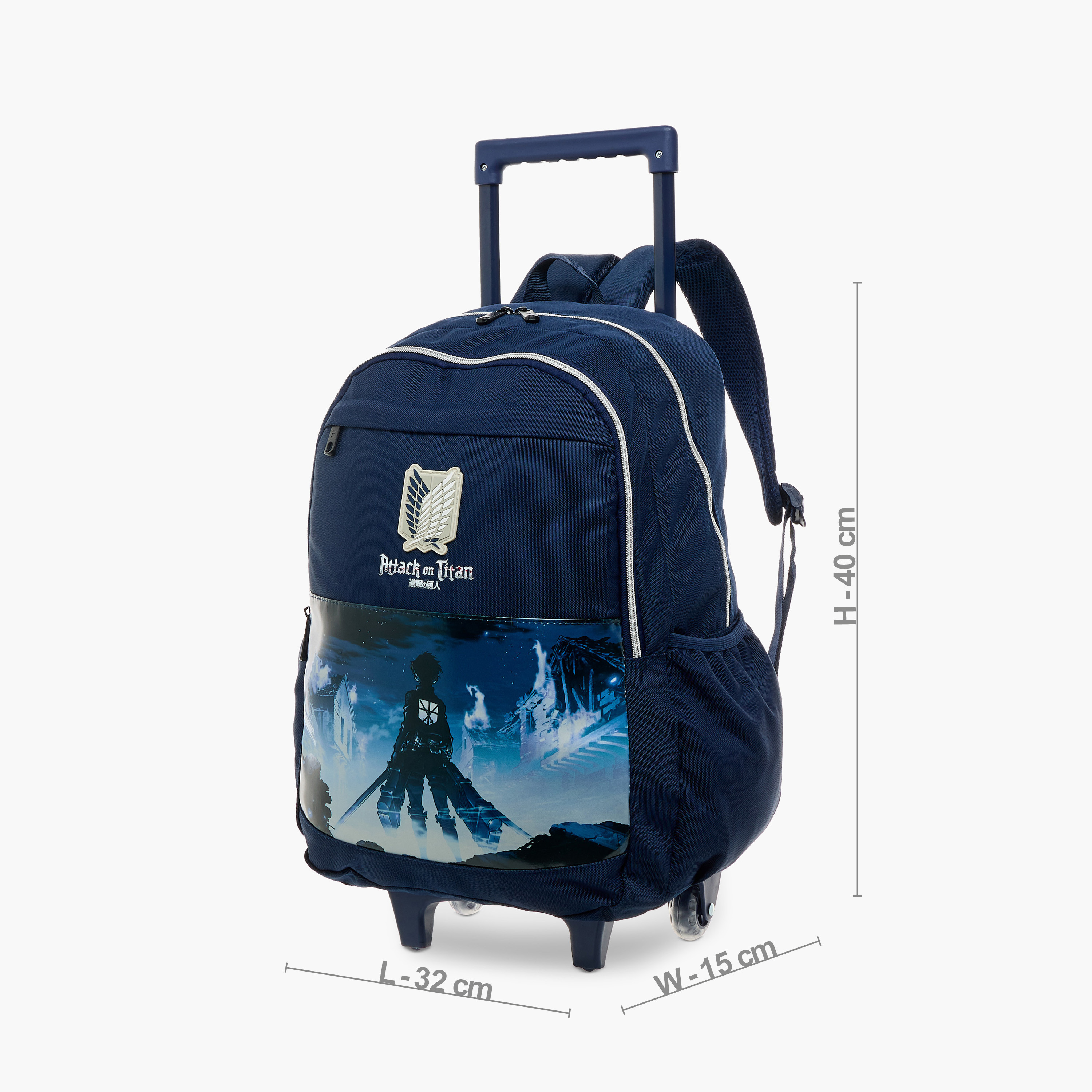Pikaboom Attack on Titan Print Trolley Backpack with Retractable Handle - 18 inches-school-bagsandbackpacks-trolleybags-image-2