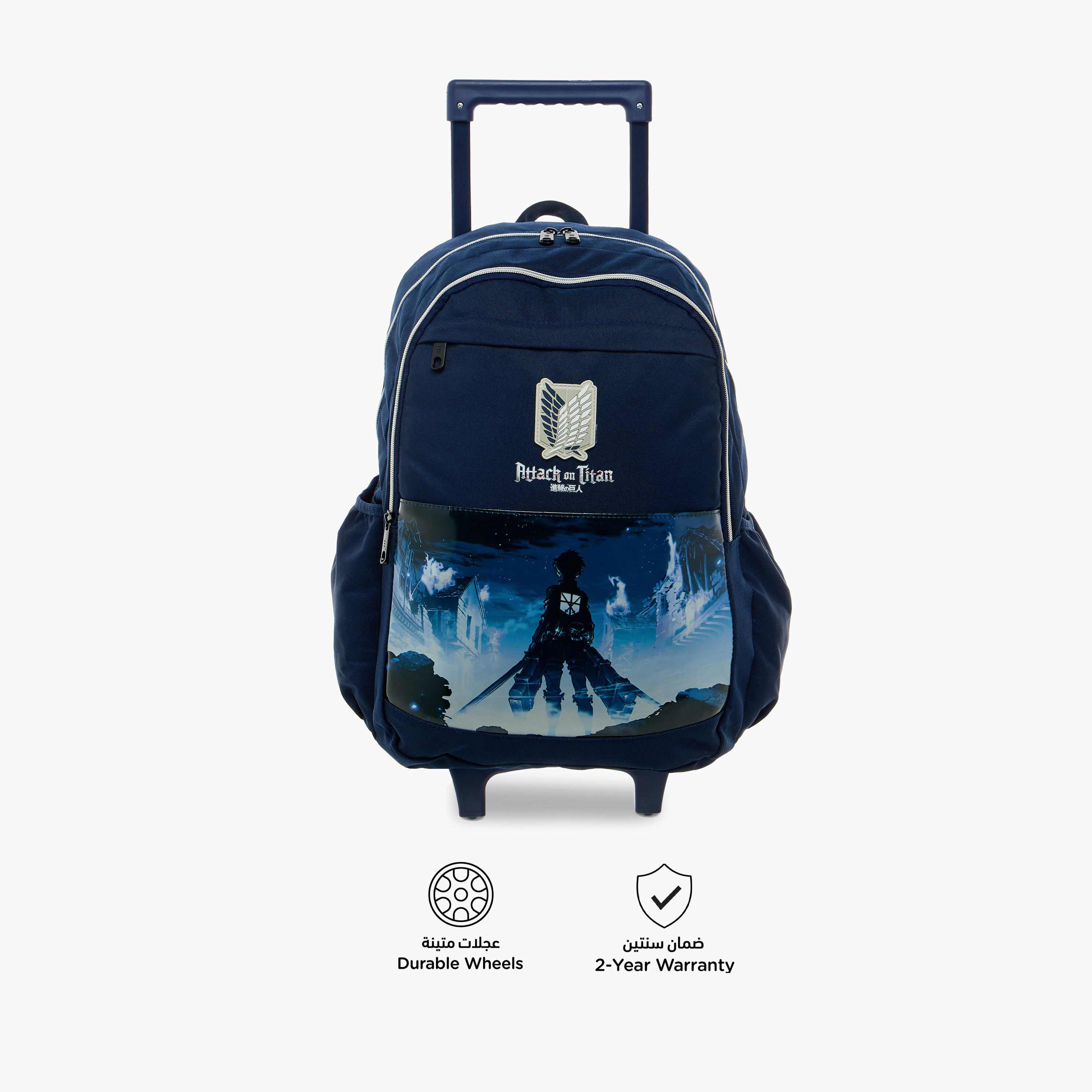 Pikaboom Attack on Titan Print Trolley Backpack with Retractable Handle - 18 inches-school-bagsandbackpacks-trolleybags-image-4