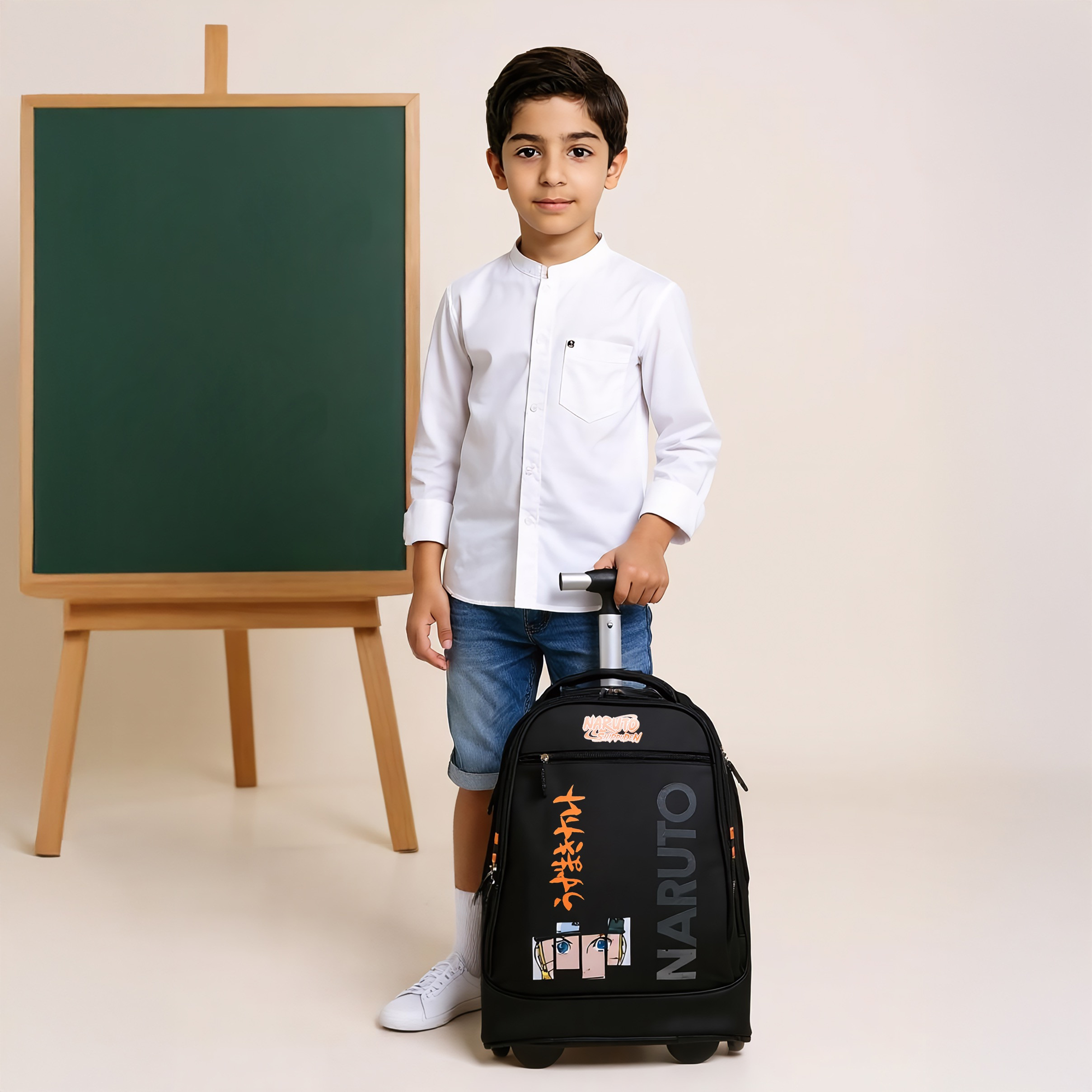 TV Tokyo Naruto Print Trolley Bag with Retractable Handle - 18 inches-school-bagsandbackpacks-trolleybags-image-2
