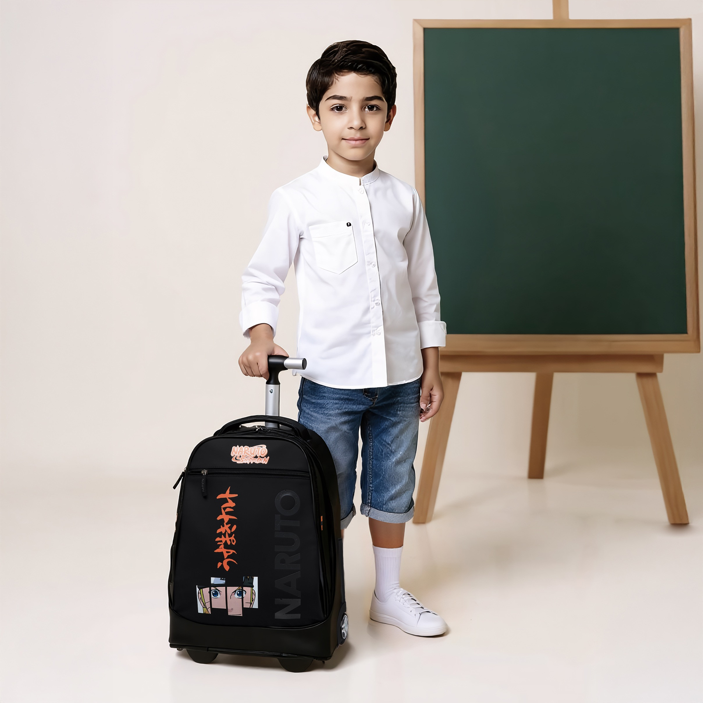 TV Tokyo Naruto Print Trolley Bag with Retractable Handle - 18 inches-school-bagsandbackpacks-trolleybags-image-3
