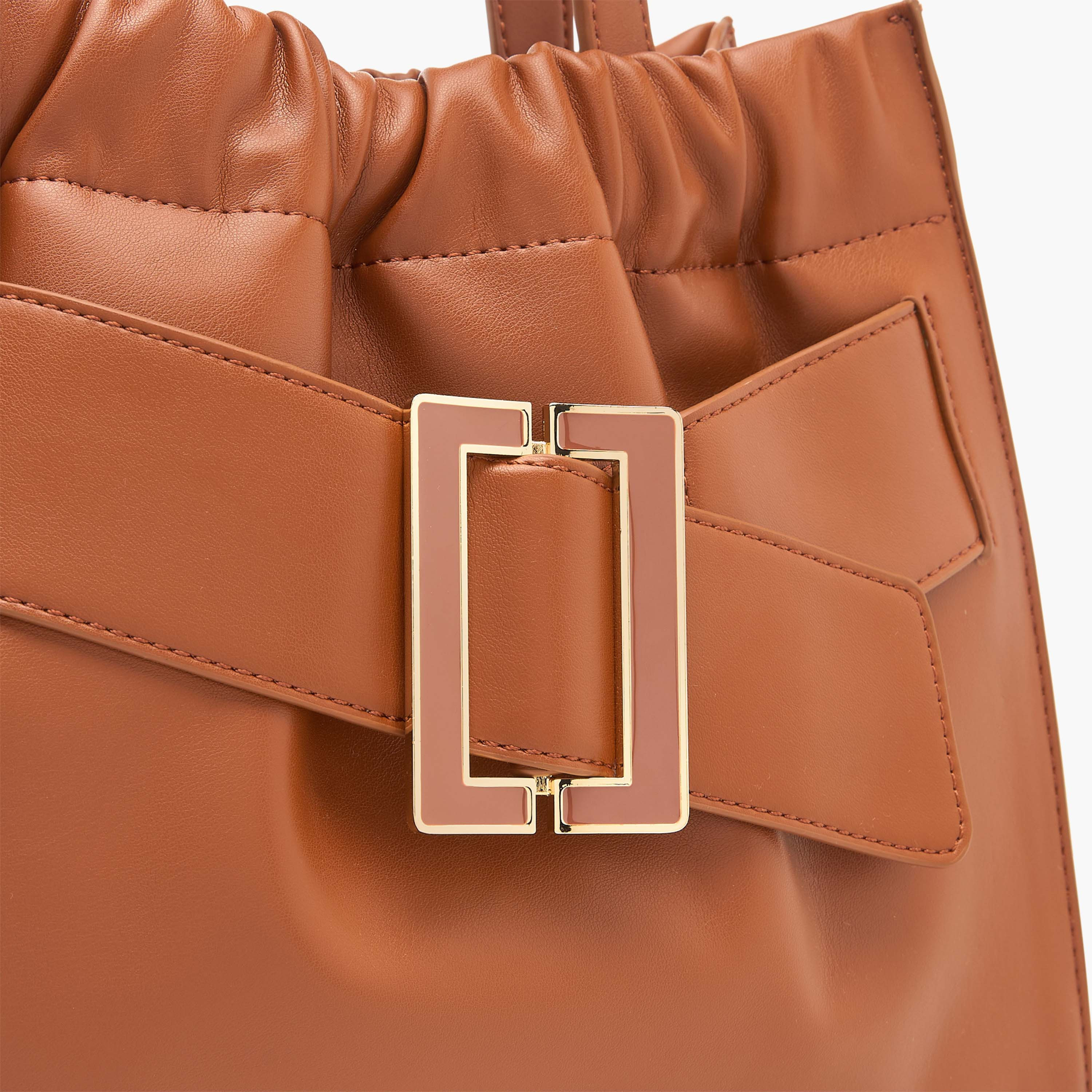 Celeste Buckle Detail Tote Bag with Adjustable Strap and Zip Closure-women-bagsandwallets-handbags-image-6