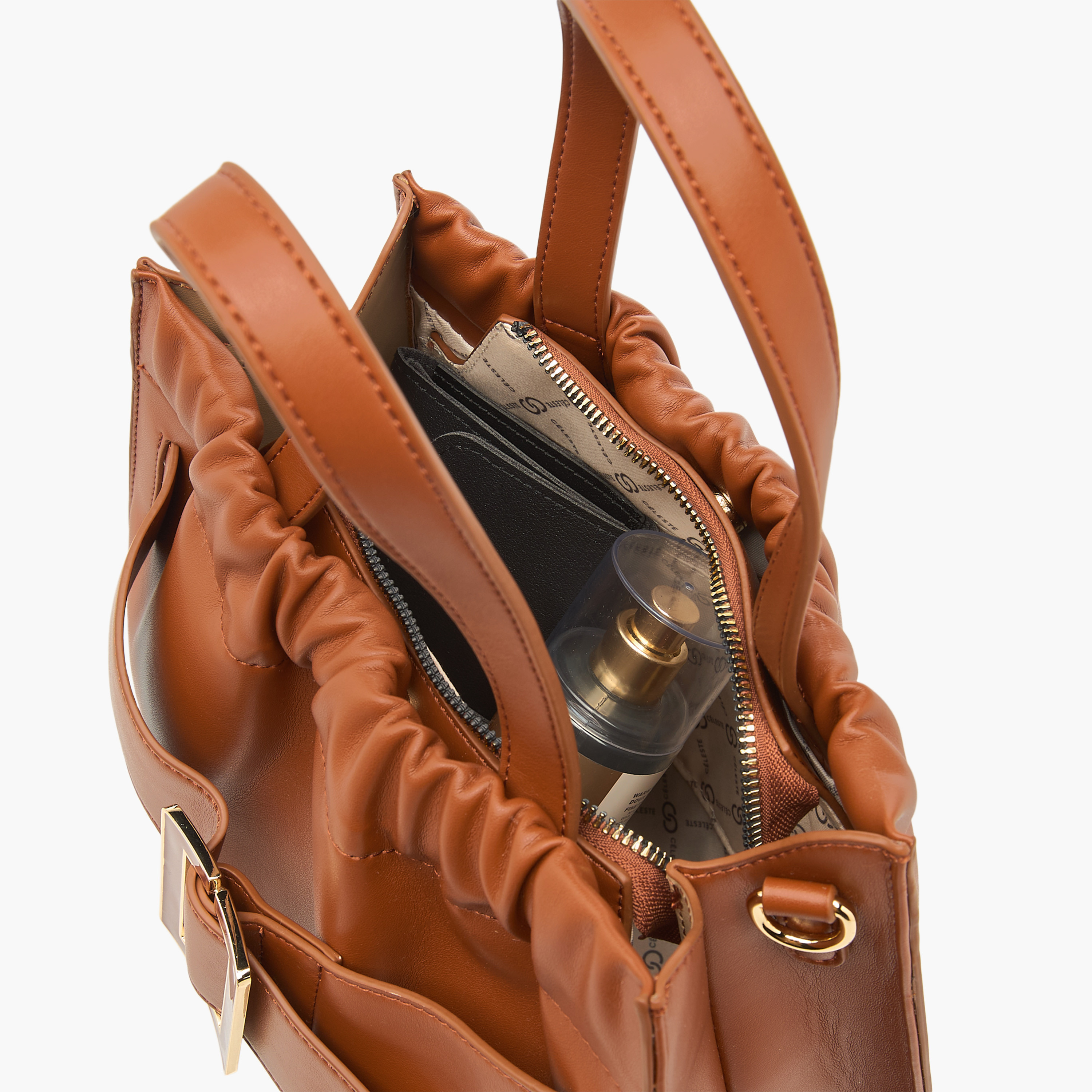 Celeste Buckle Detail Tote Bag with Adjustable Strap and Zip Closure-women-bagsandwallets-handbags-image-10