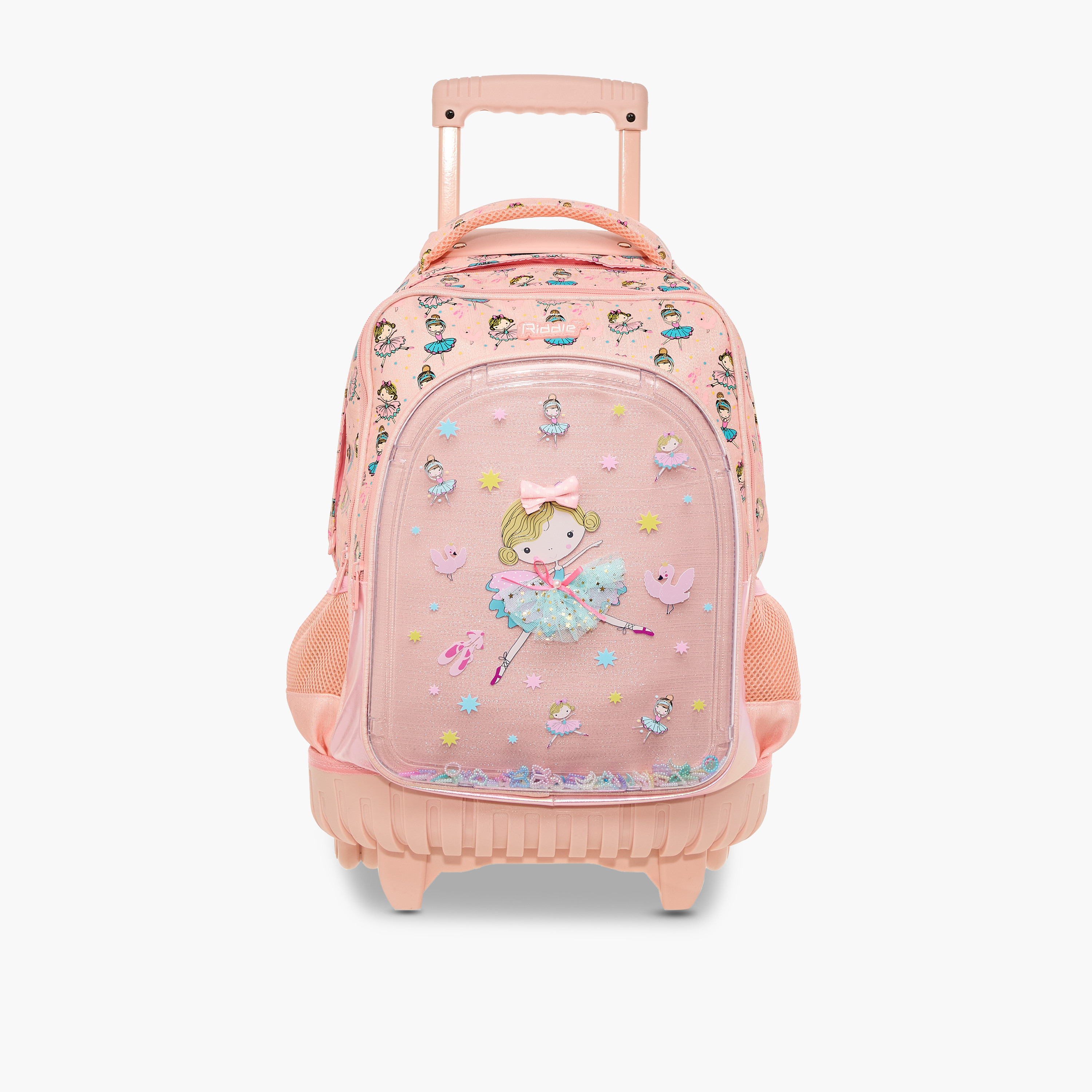 Ballerina Print Trolley Backpack with Retractable Handle - 17 inches-school-bagsandbackpacks-trolleybags-image-1