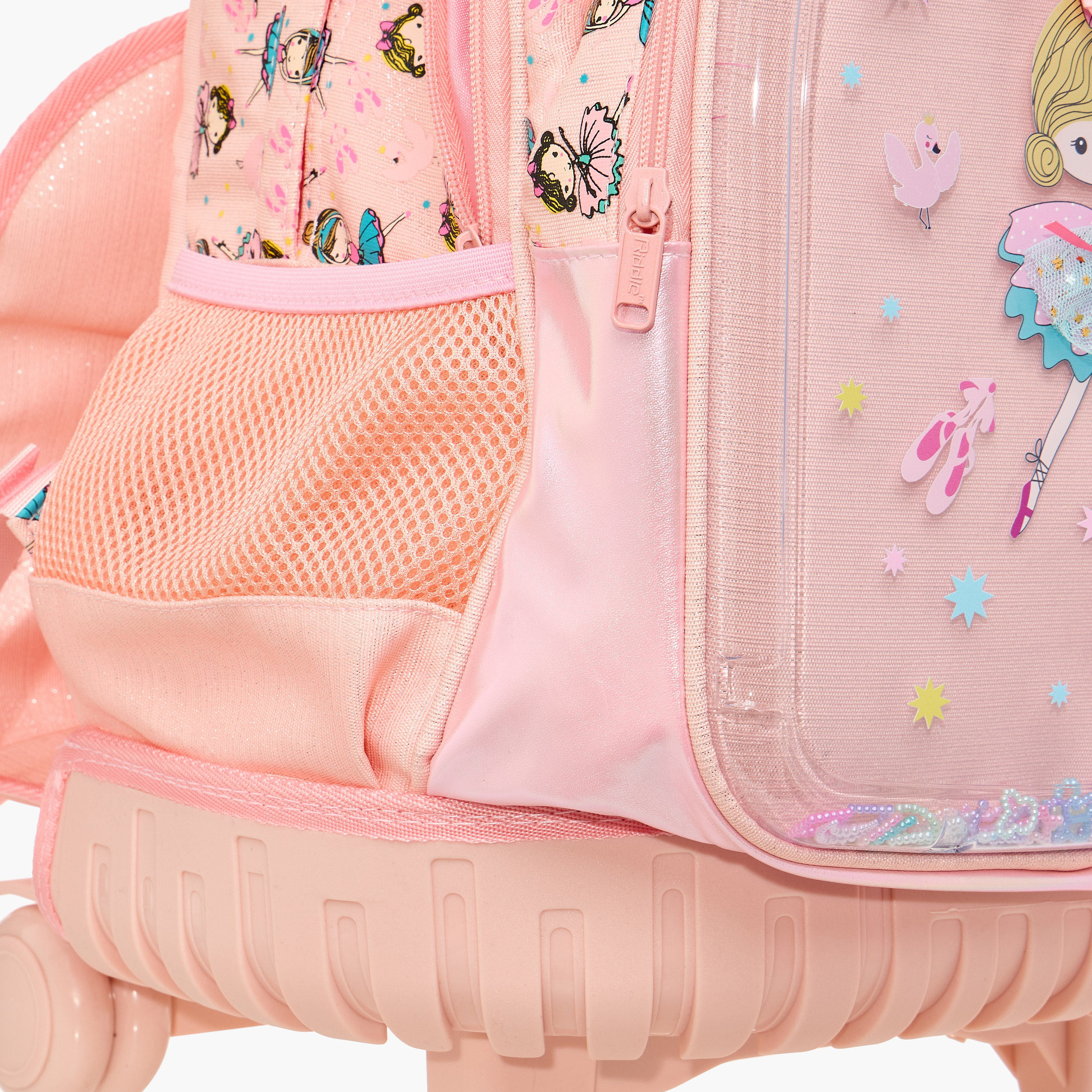 Ballerina Print Trolley Backpack with Retractable Handle - 17 inches-school-bagsandbackpacks-trolleybags-image-12