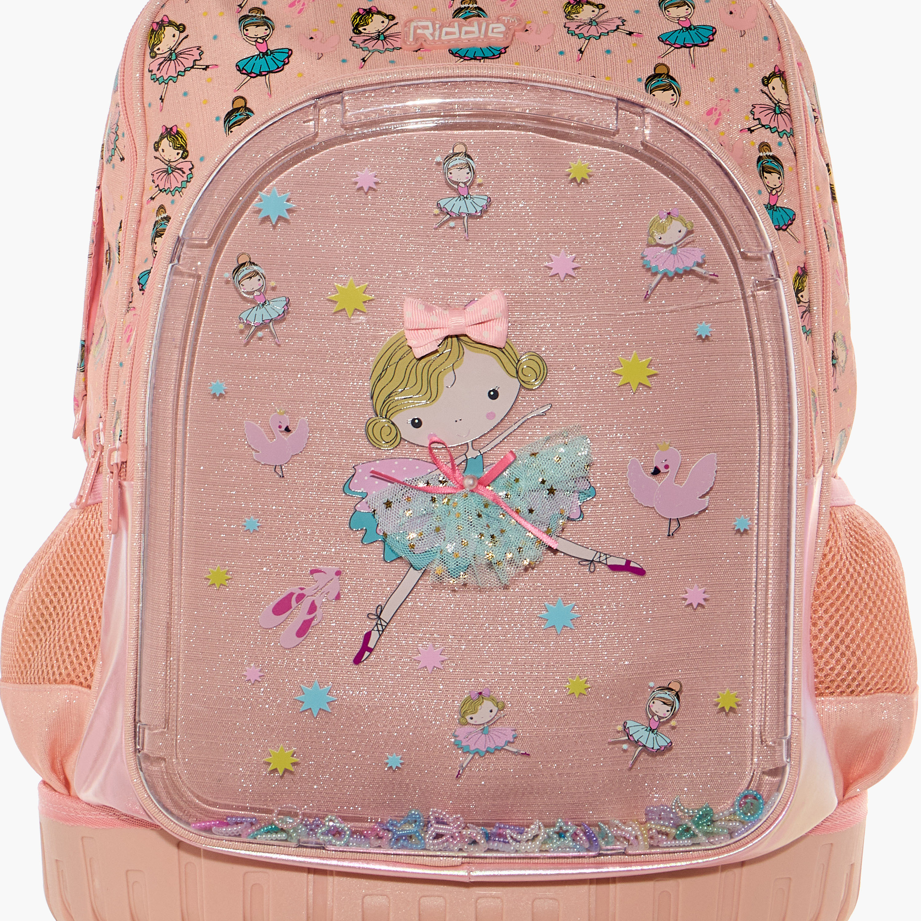 Ballerina Print Trolley Backpack with Retractable Handle - 17 inches-school-bagsandbackpacks-trolleybags-image-13