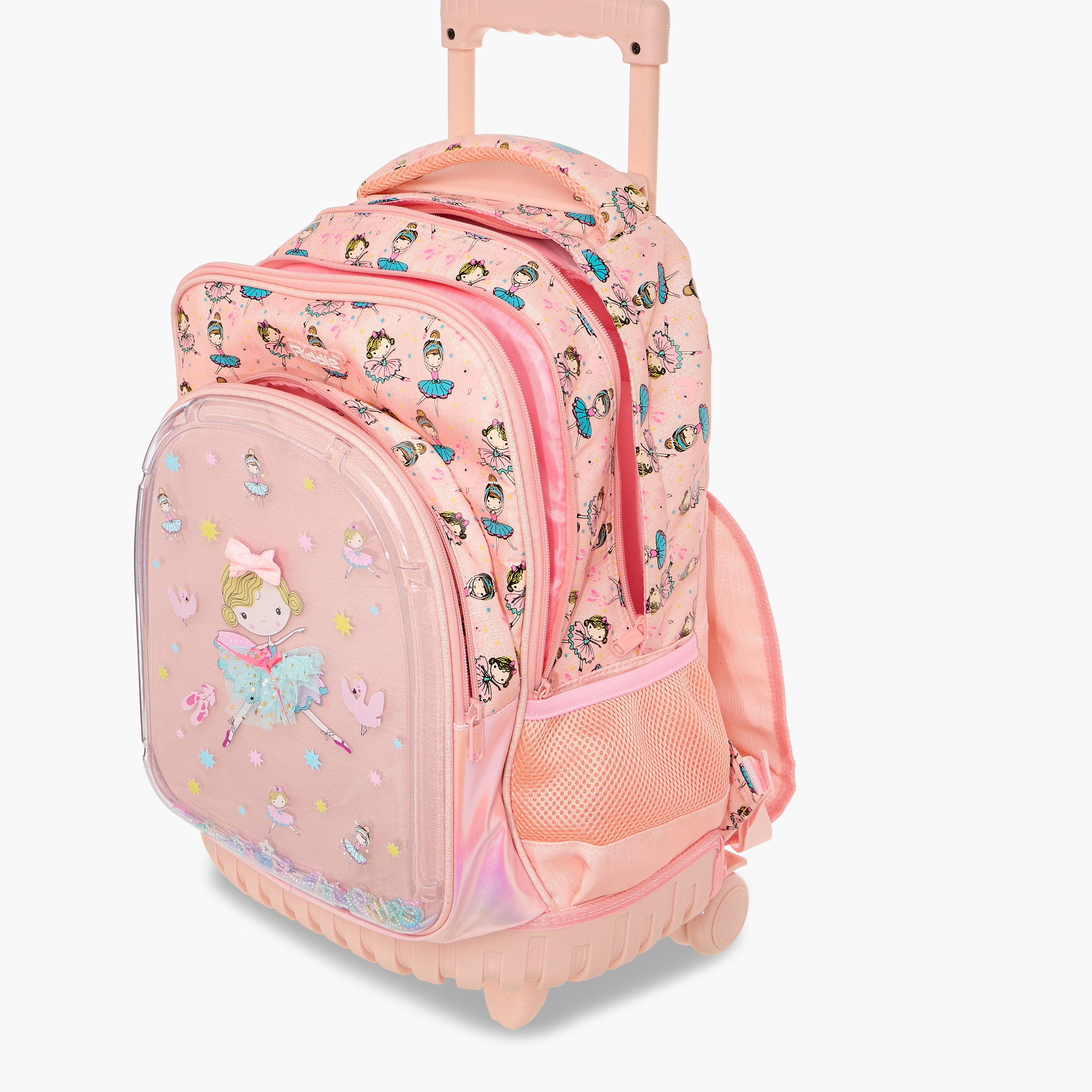 Ballerina Print Trolley Backpack with Retractable Handle - 17 inches-school-bagsandbackpacks-trolleybags-image-18