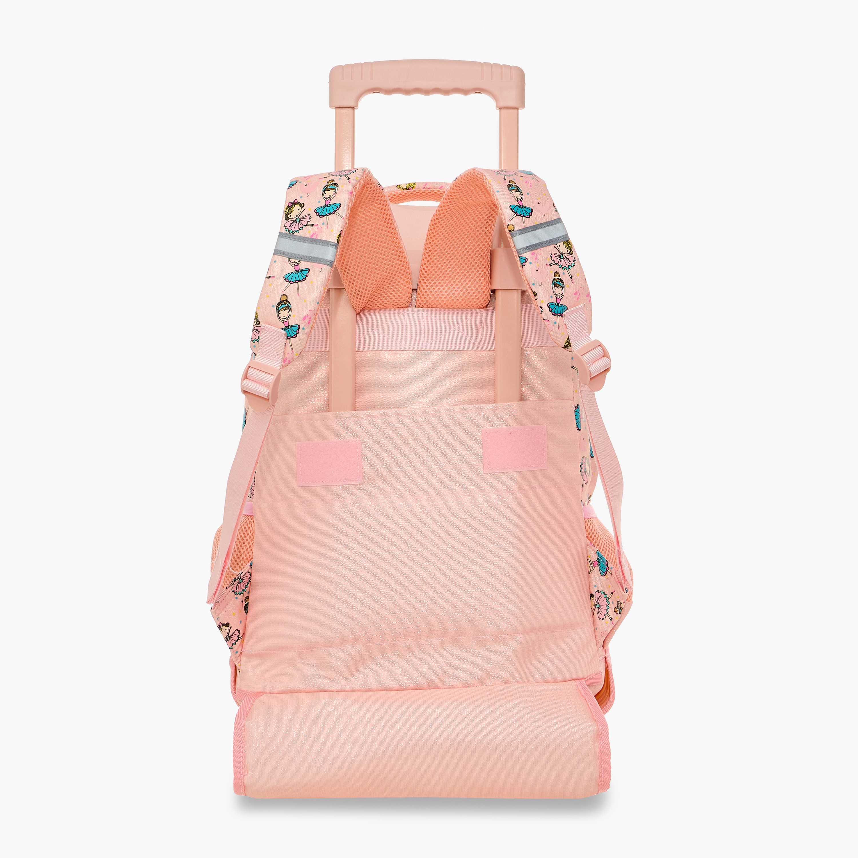 Ballerina Print Trolley Backpack with Retractable Handle - 17 inches-school-bagsandbackpacks-trolleybags-image-7