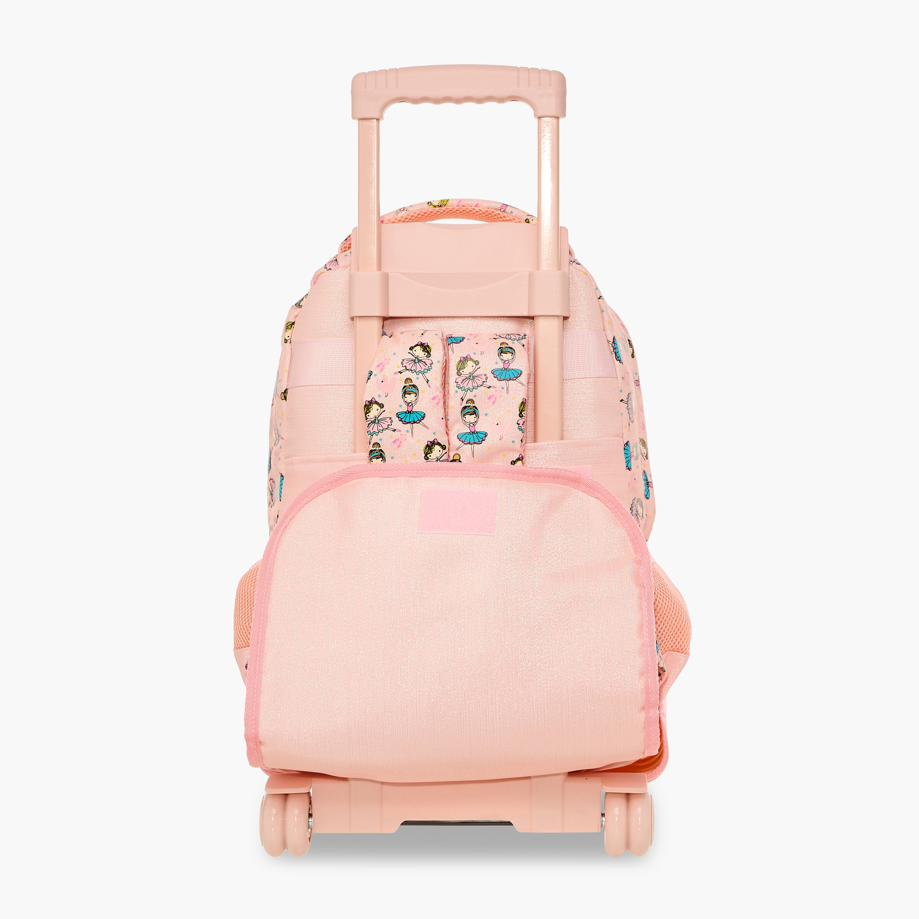 Ballerina Print Trolley Backpack with Retractable Handle - 17 inches-school-bagsandbackpacks-trolleybags-image-9