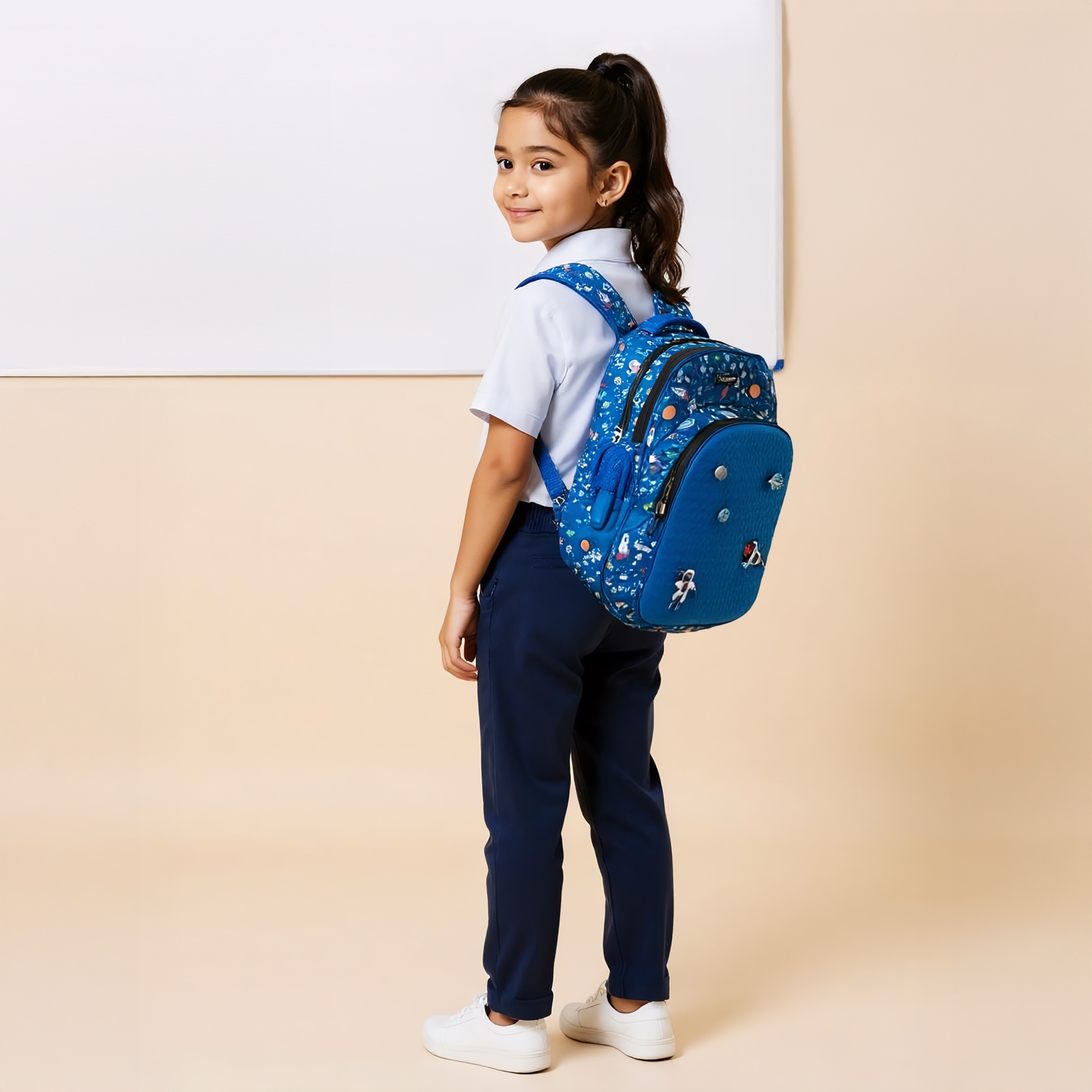 Riddle Space Charms Embellished Backpack with Adjustable Straps and Zip Closure - 14 inches-school-bagsandbackpacks-backpacks-image-2
