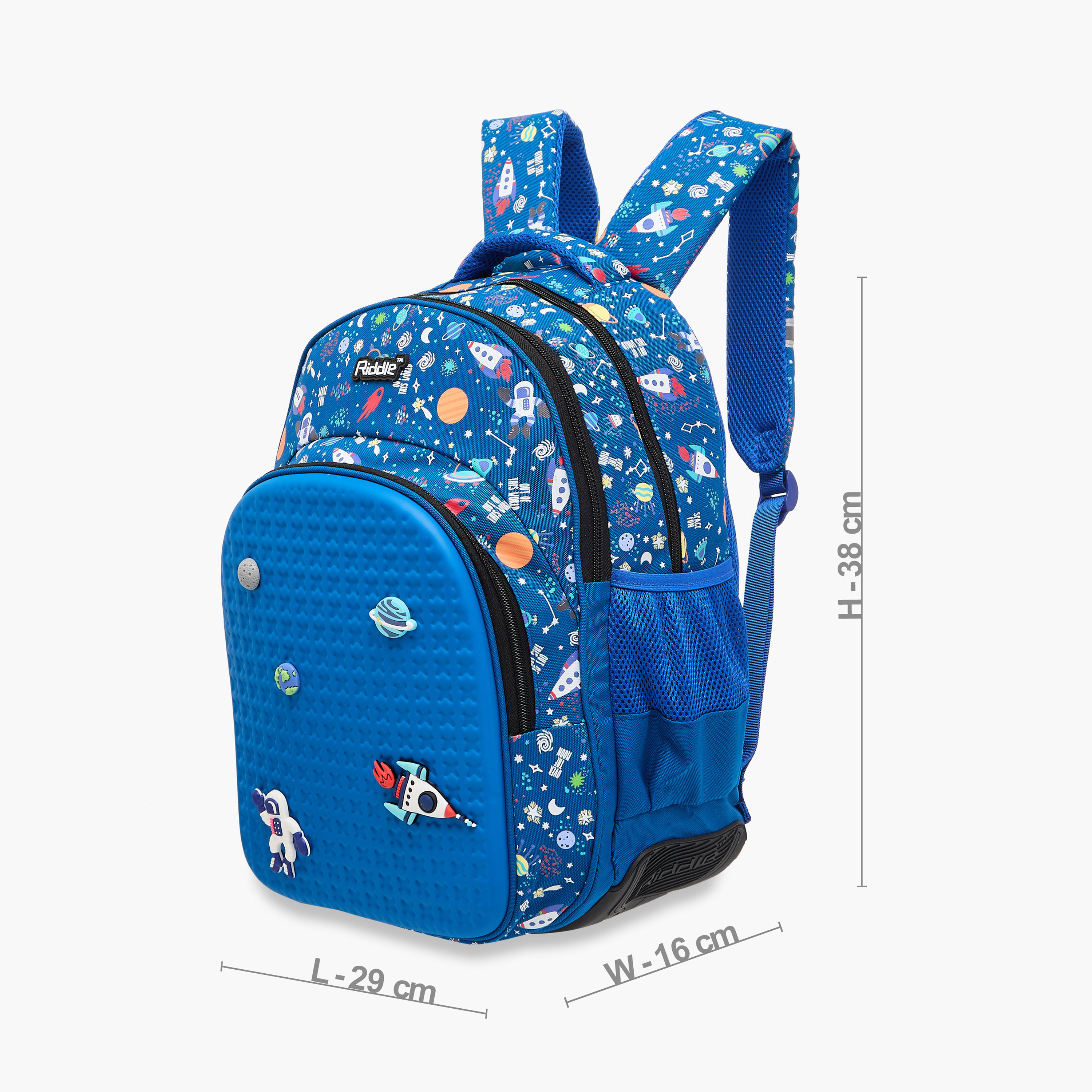 Riddle Space Charms Embellished Backpack with Adjustable Straps and Zip Closure - 14 inches-school-bagsandbackpacks-backpacks-image-4