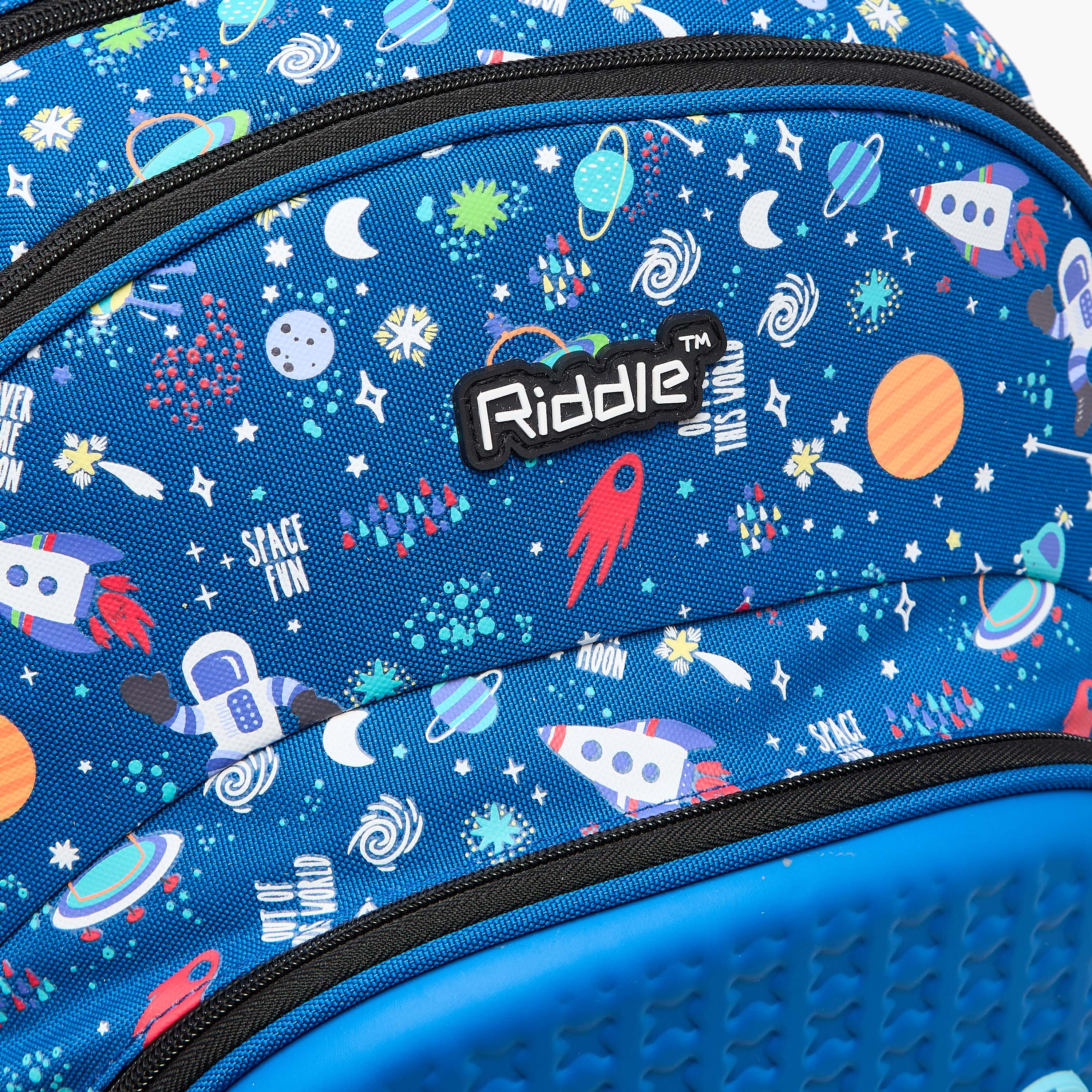 Riddle Space Charms Embellished Backpack with Adjustable Straps and Zip Closure - 14 inches-school-bagsandbackpacks-backpacks-image-8