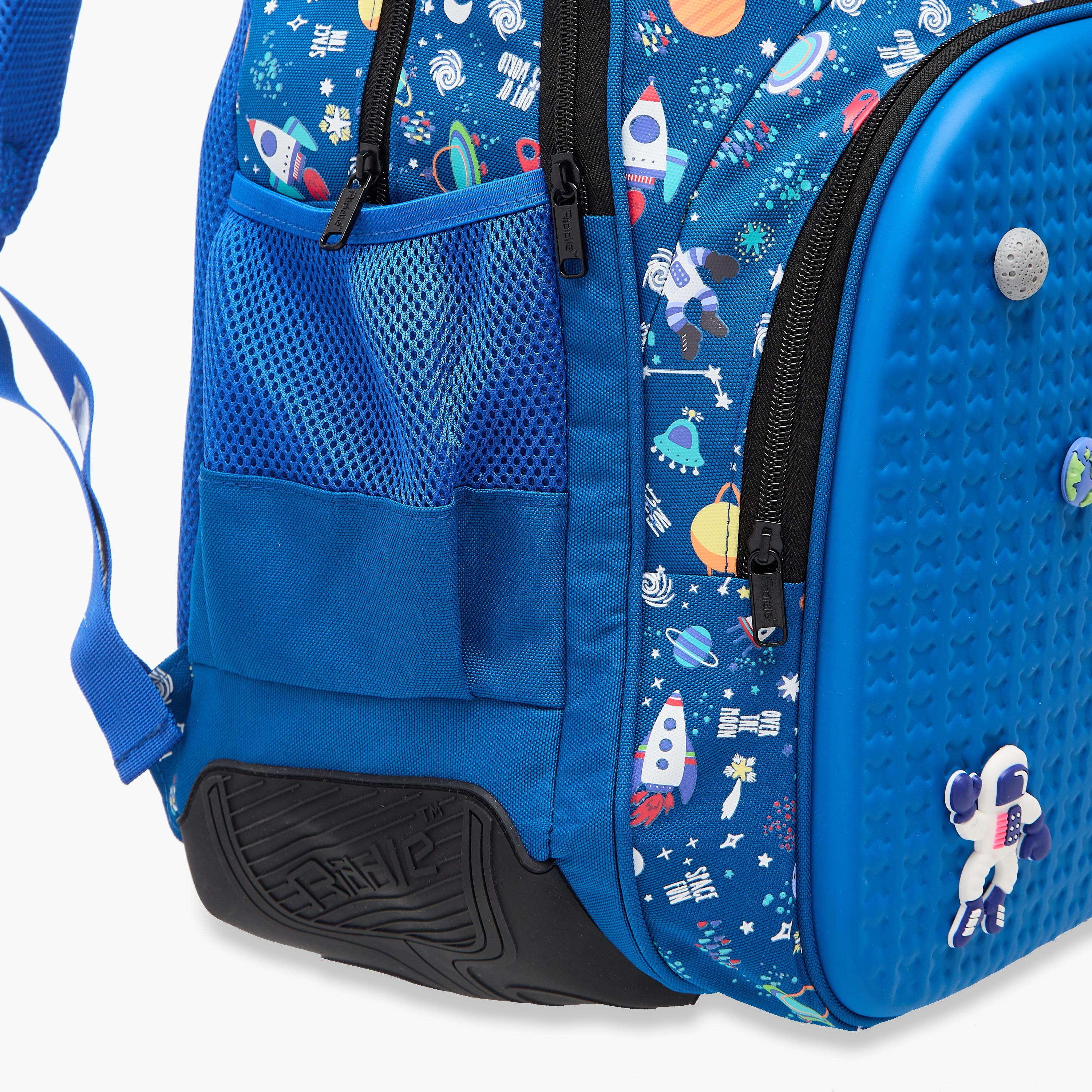 Riddle Space Charms Embellished Backpack with Adjustable Straps and Zip Closure - 14 inches-school-bagsandbackpacks-backpacks-image-9