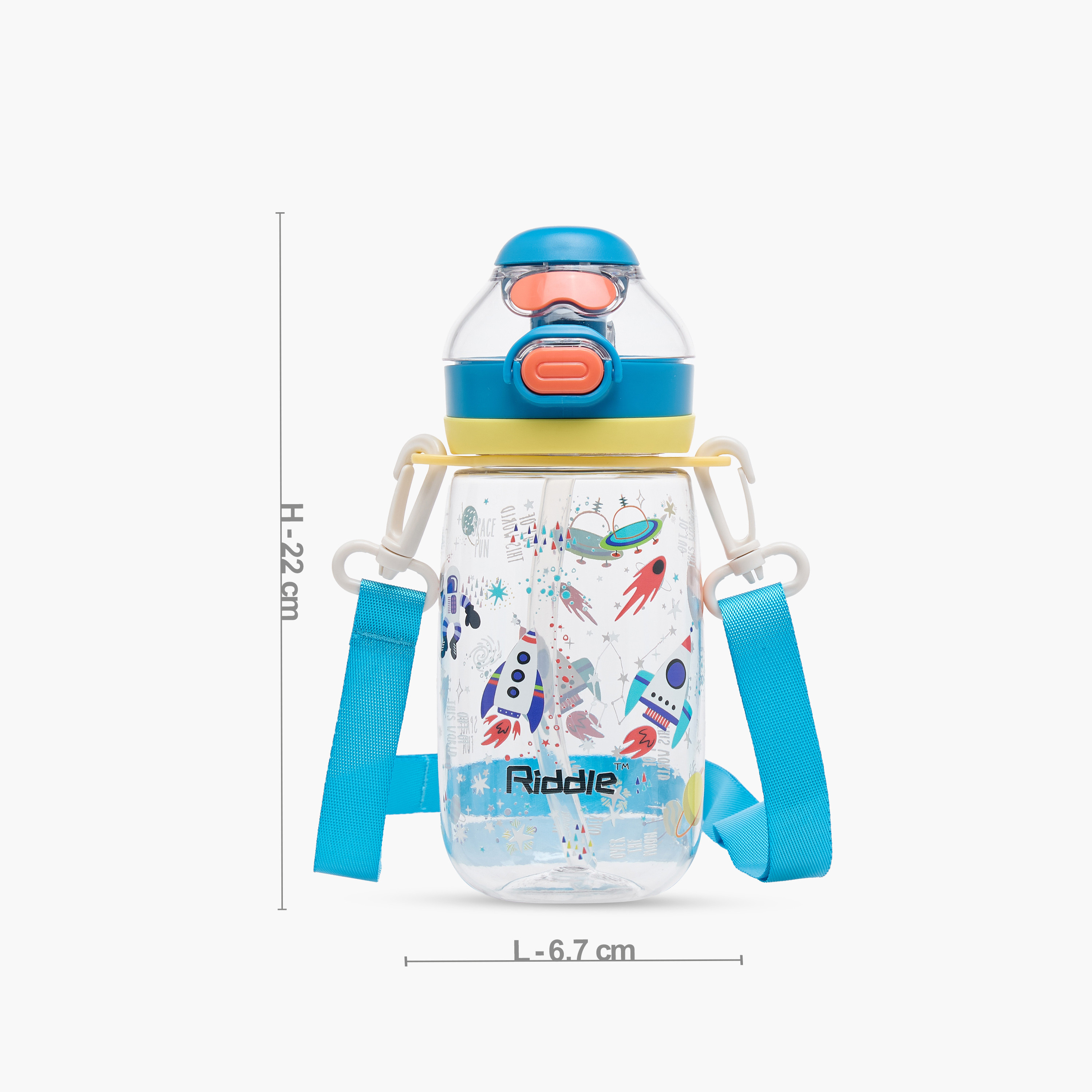 Space Print Water Bottle with Strap - 650 ml-school-waterbottles-image-2