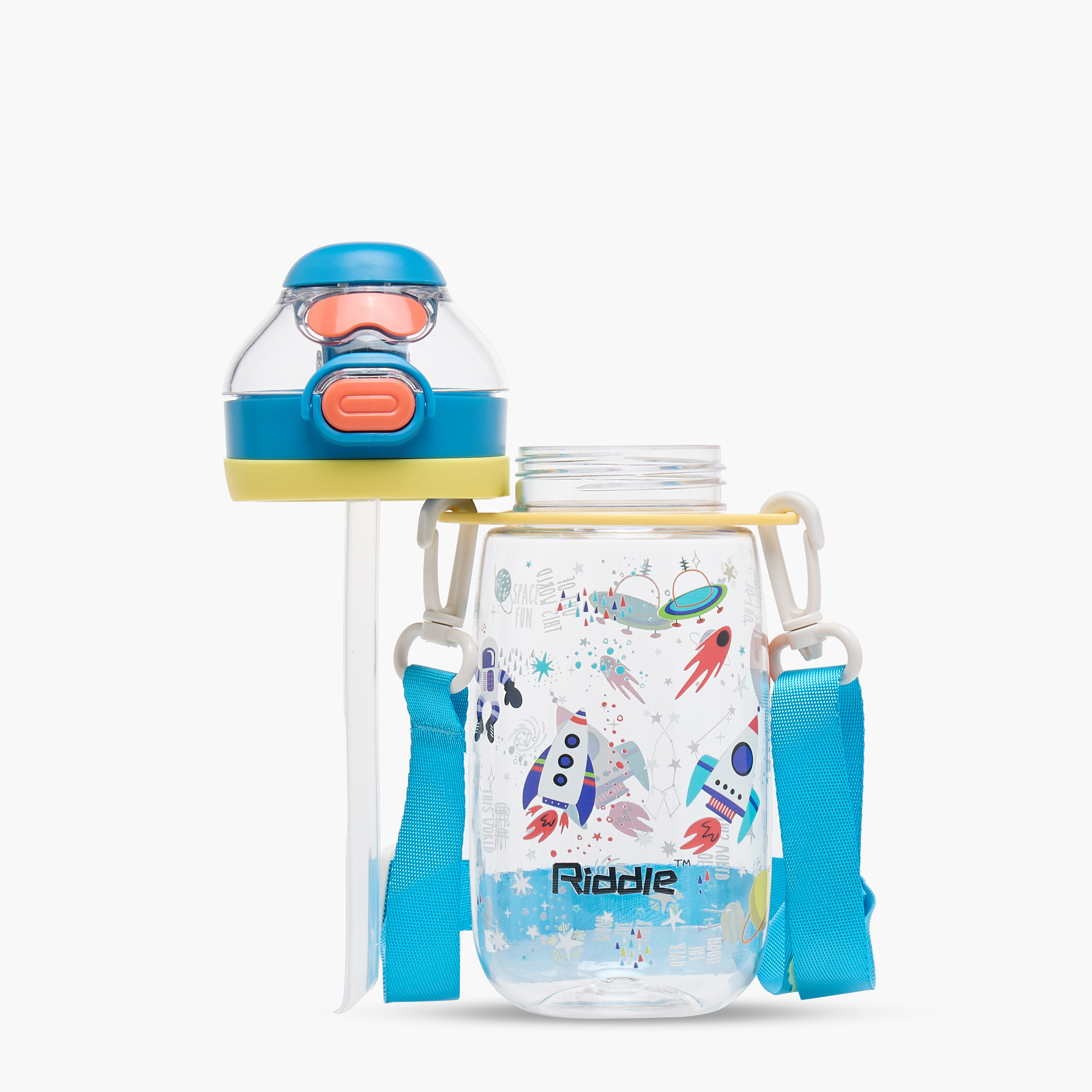 Space Print Water Bottle with Strap - 650 ml-school-waterbottles-image-5