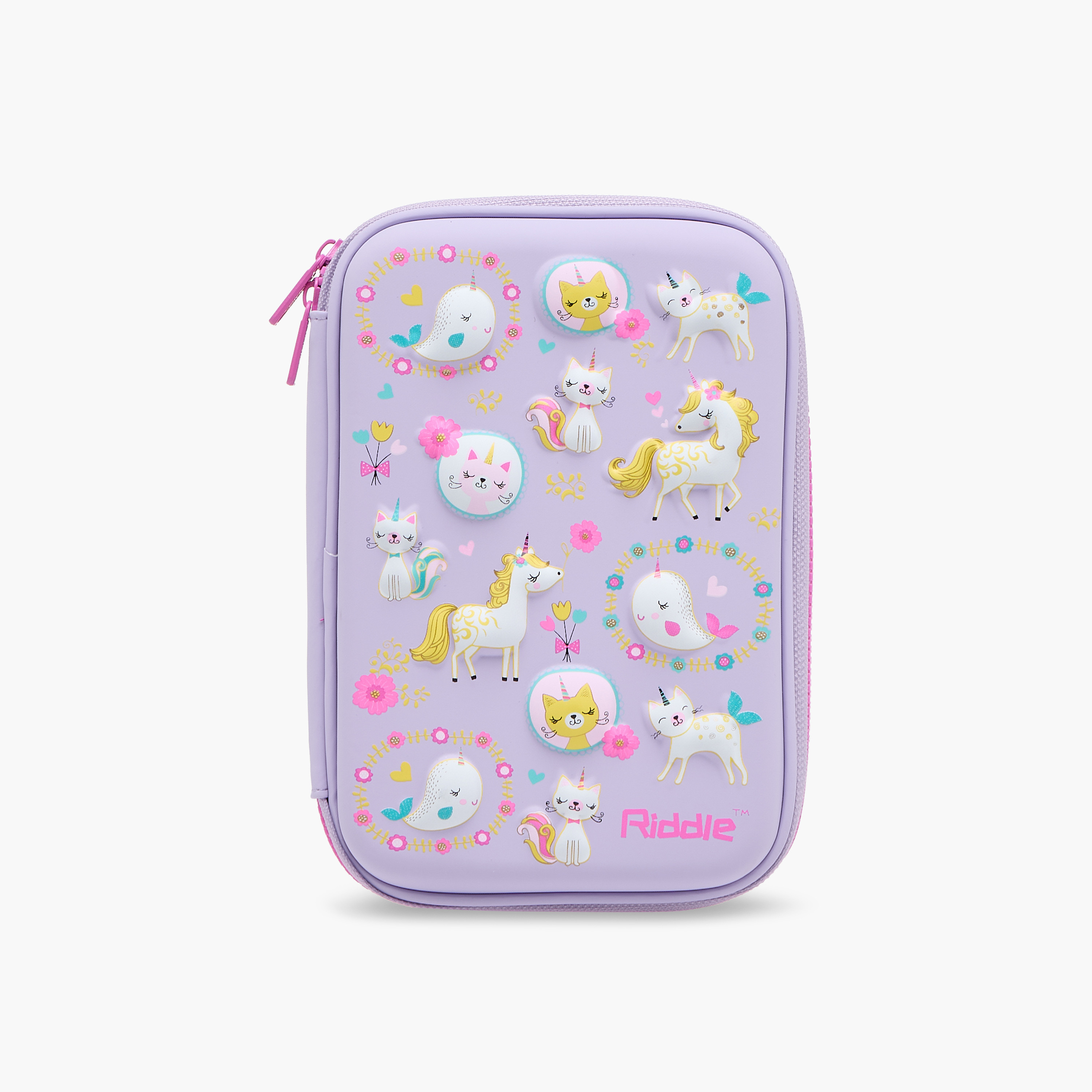 Unicorn Print Pencil Case with Zip Closure-school-stationery-pencilcases-image-1