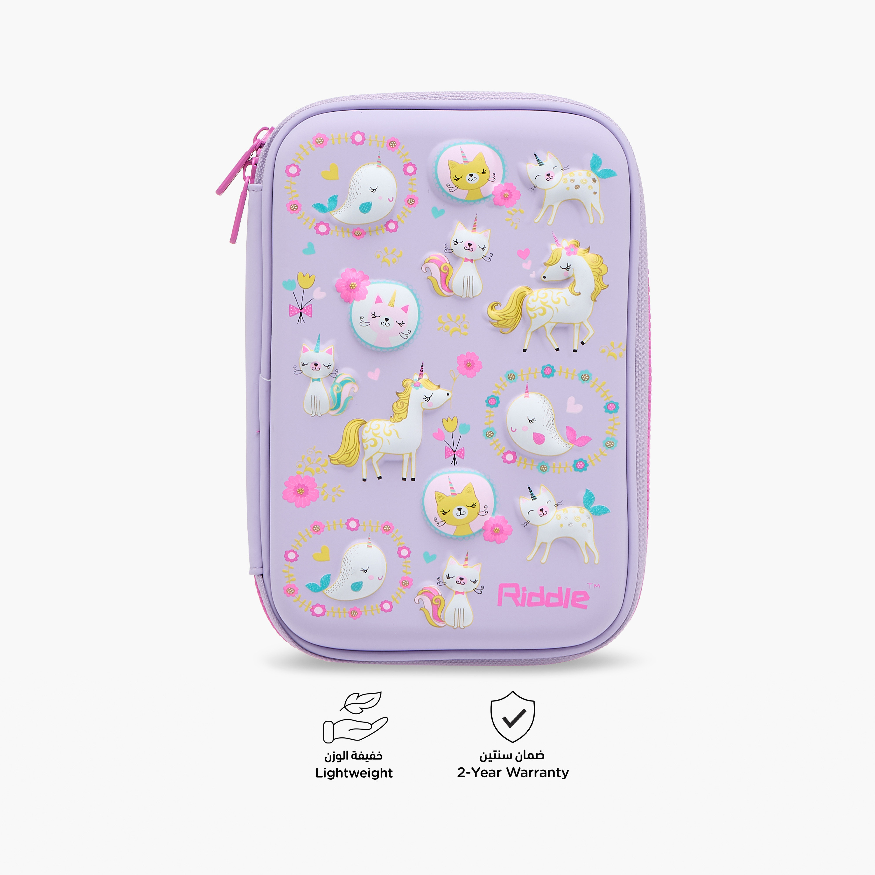 Unicorn Print Pencil Case with Zip Closure-school-stationery-pencilcases-image-4
