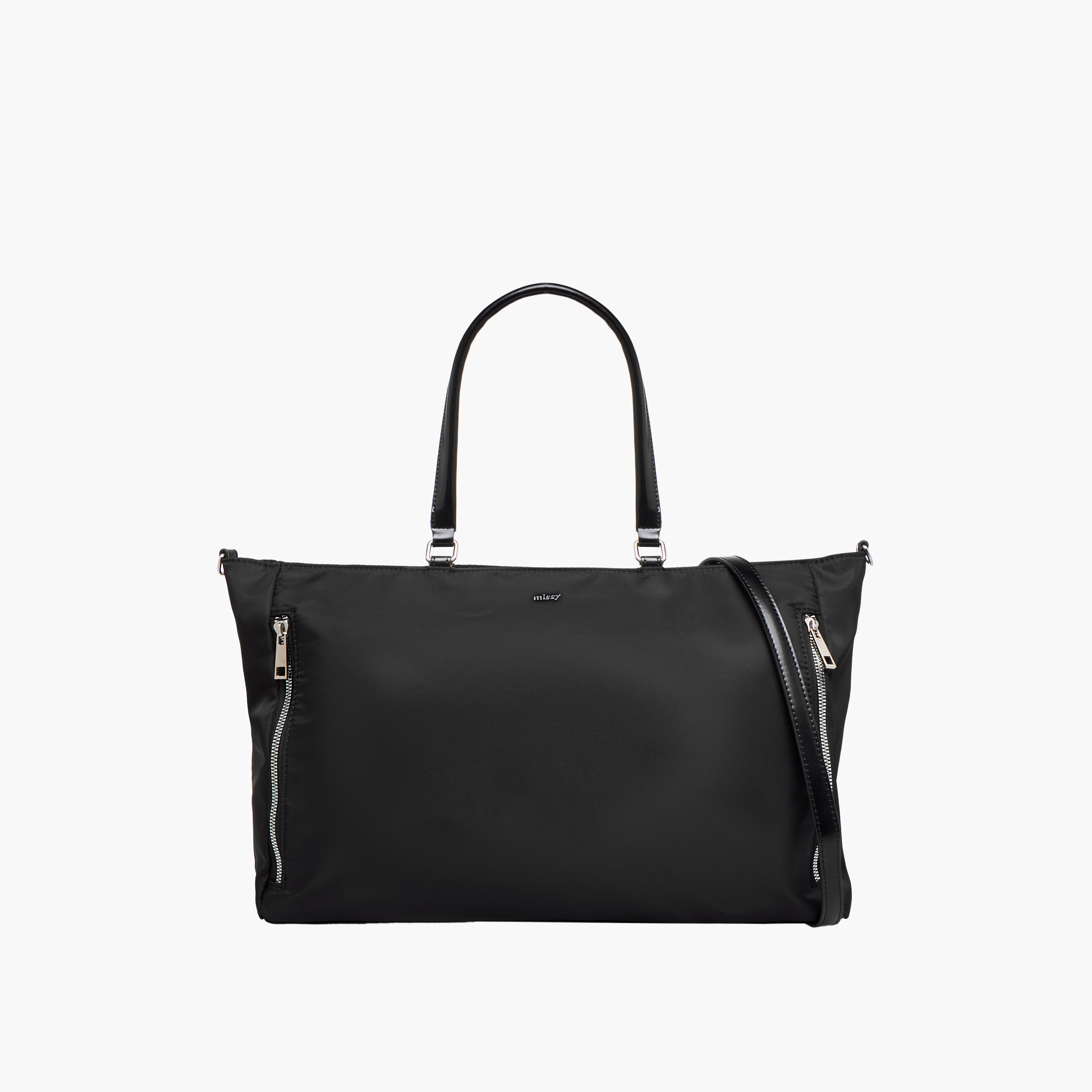 شنطة توتي سادة بحزام قابل للفصل وسحاب إغلاق من ميسي-women-bagsandwallets-handbags-image-1