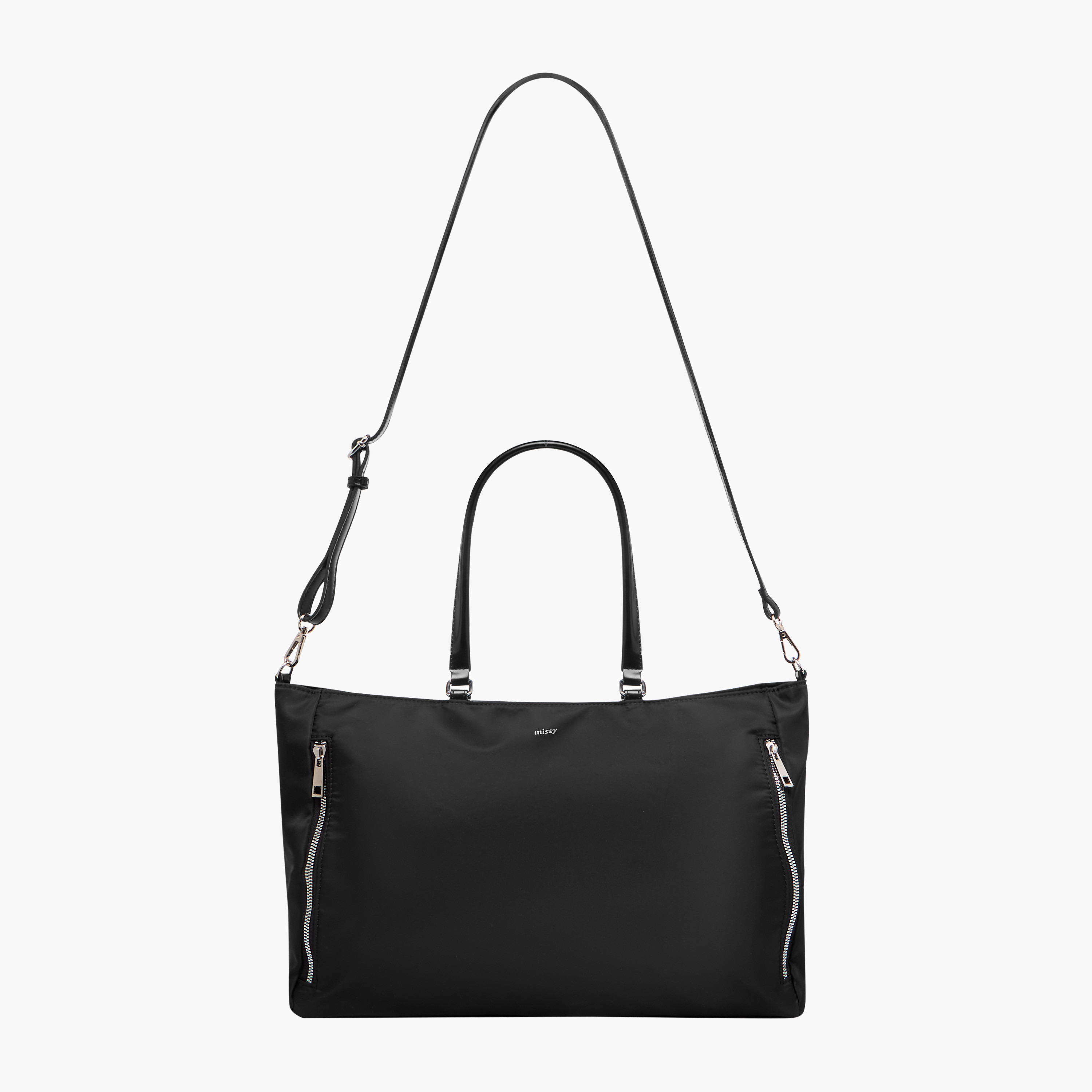 شنطة توتي سادة بحزام قابل للفصل وسحاب إغلاق من ميسي-women-bagsandwallets-handbags-image-3