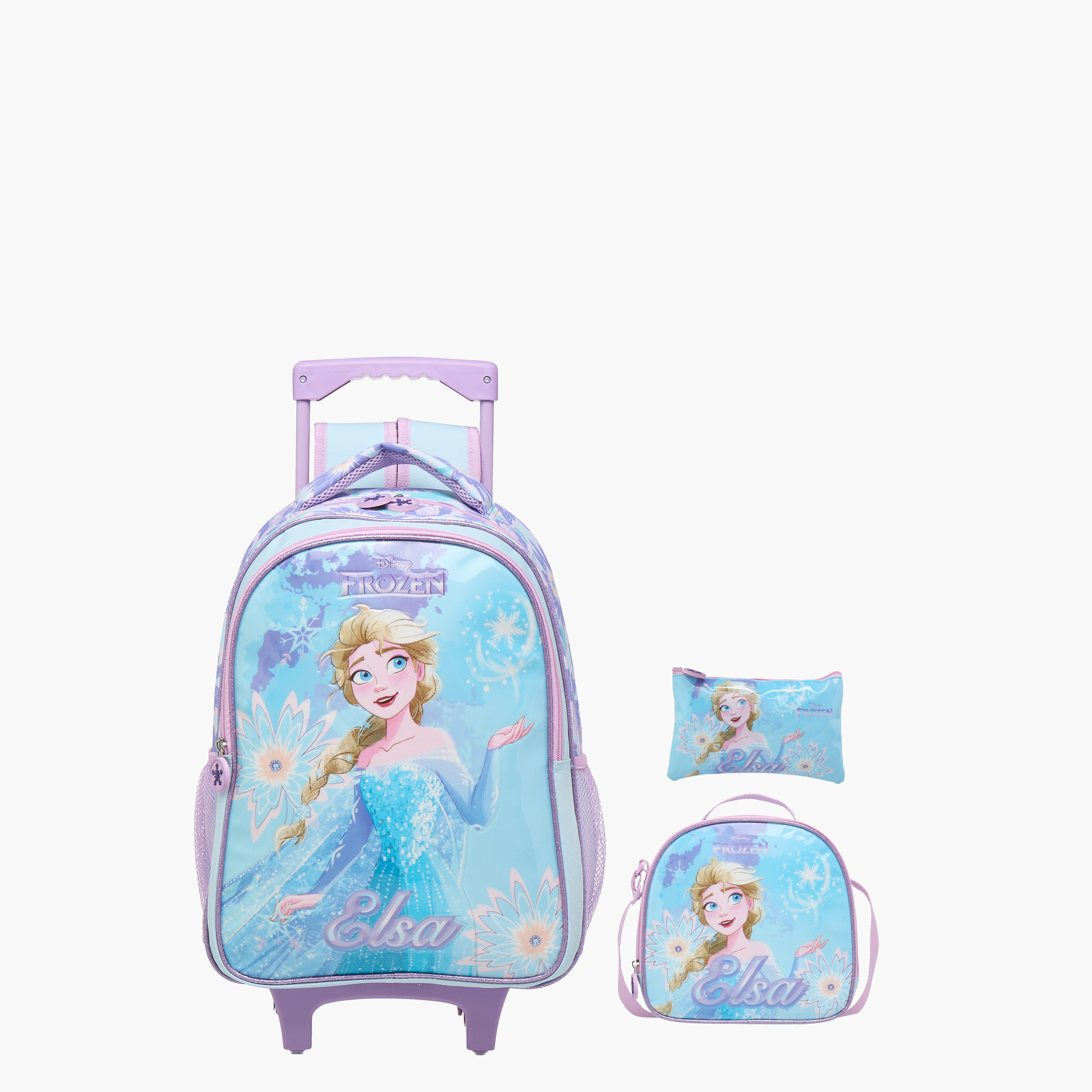 Disney Frozen 3-Piece School Trolley Bag Set for Girls 5-8 Years with Lunch Bag and Pencil Pouch -school-bagsandbackpacks-trolleybags-image-1